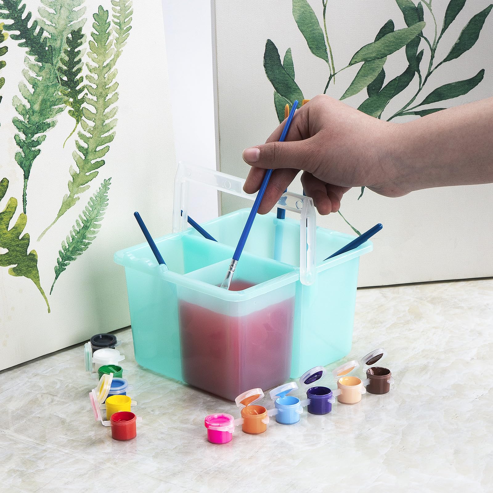 Amazon.co.jp: JANKOW 筆洗い バケツ プラスチック 二層式 取り外し