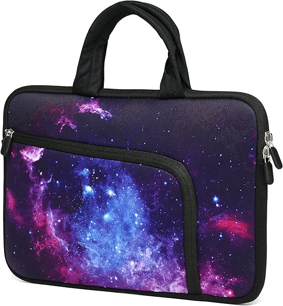 HAPLIVES 11.6" 12.2 inches Laptop Sleeve Chromebook Case Ultrabook Case Notebook Sleeve PC Messenger Bag Tablet Case Neoprene Handle Sleeve for Adult Men Women, Two Pockets (Purple Galaxy)