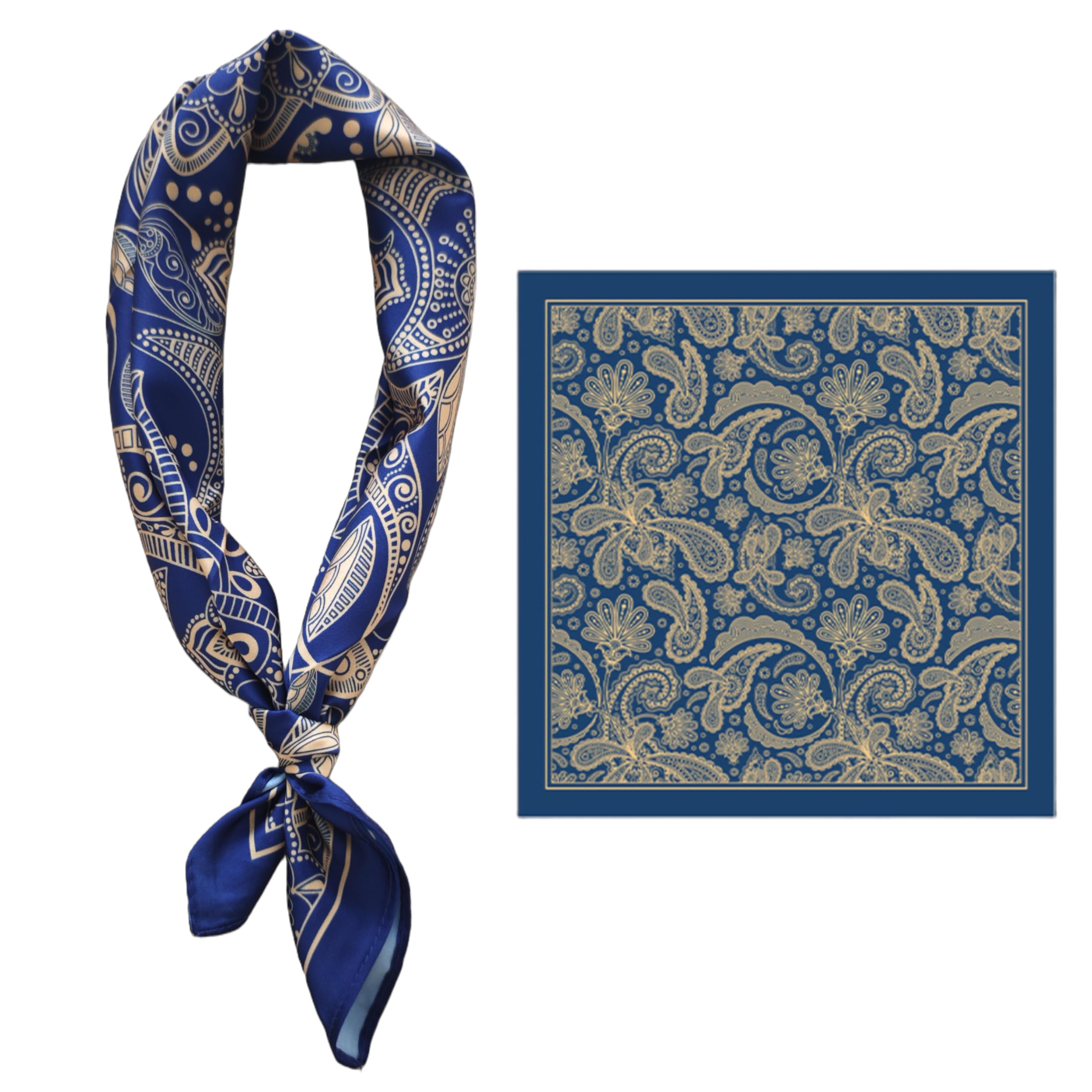 GIMIRO Männer simulierte Seidenschal 53x53cm Vintage Schal kleiner quadratischer Britischer Stil Cashew Blume Schal