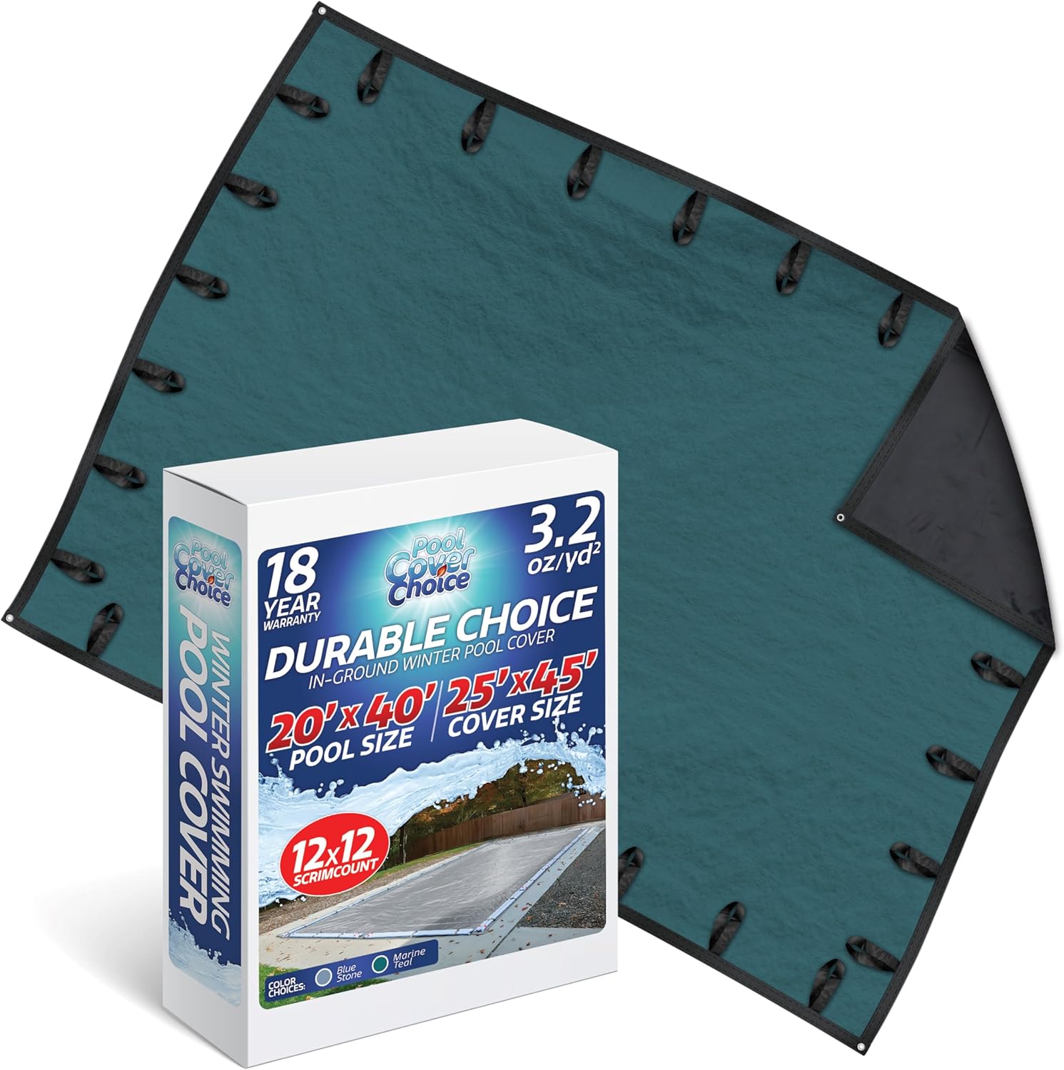 Winter pool cover for 20x40 ft inground rectangular pool