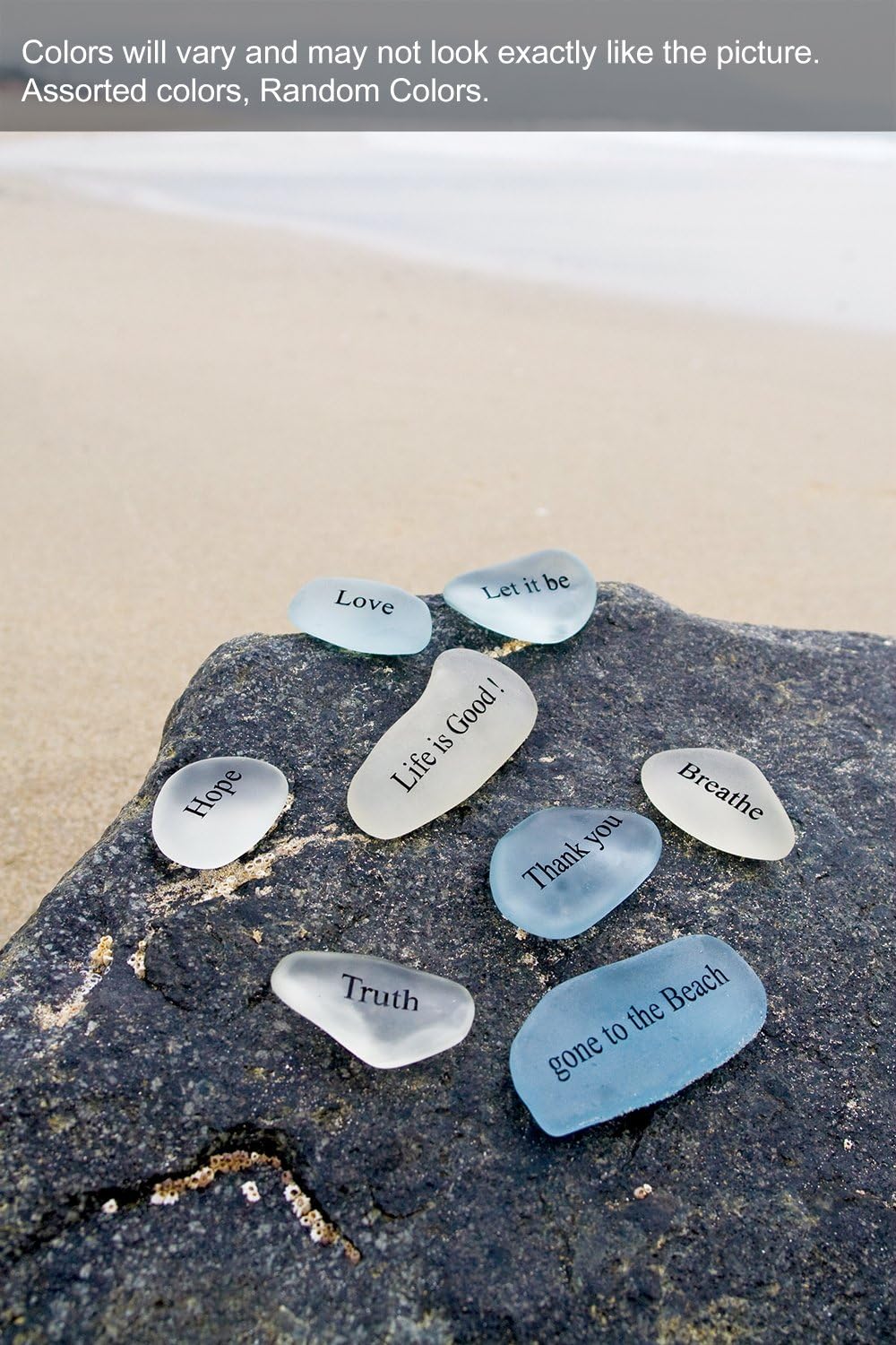 Courage, Faith, Hope Sea Glass Engraved Stones Motivational Inspirational Words, Perfect Gorgeous Unique Gift Ideas for Any Occasion Sets, Home Garden Decor (Courage, Faith, Hope)
