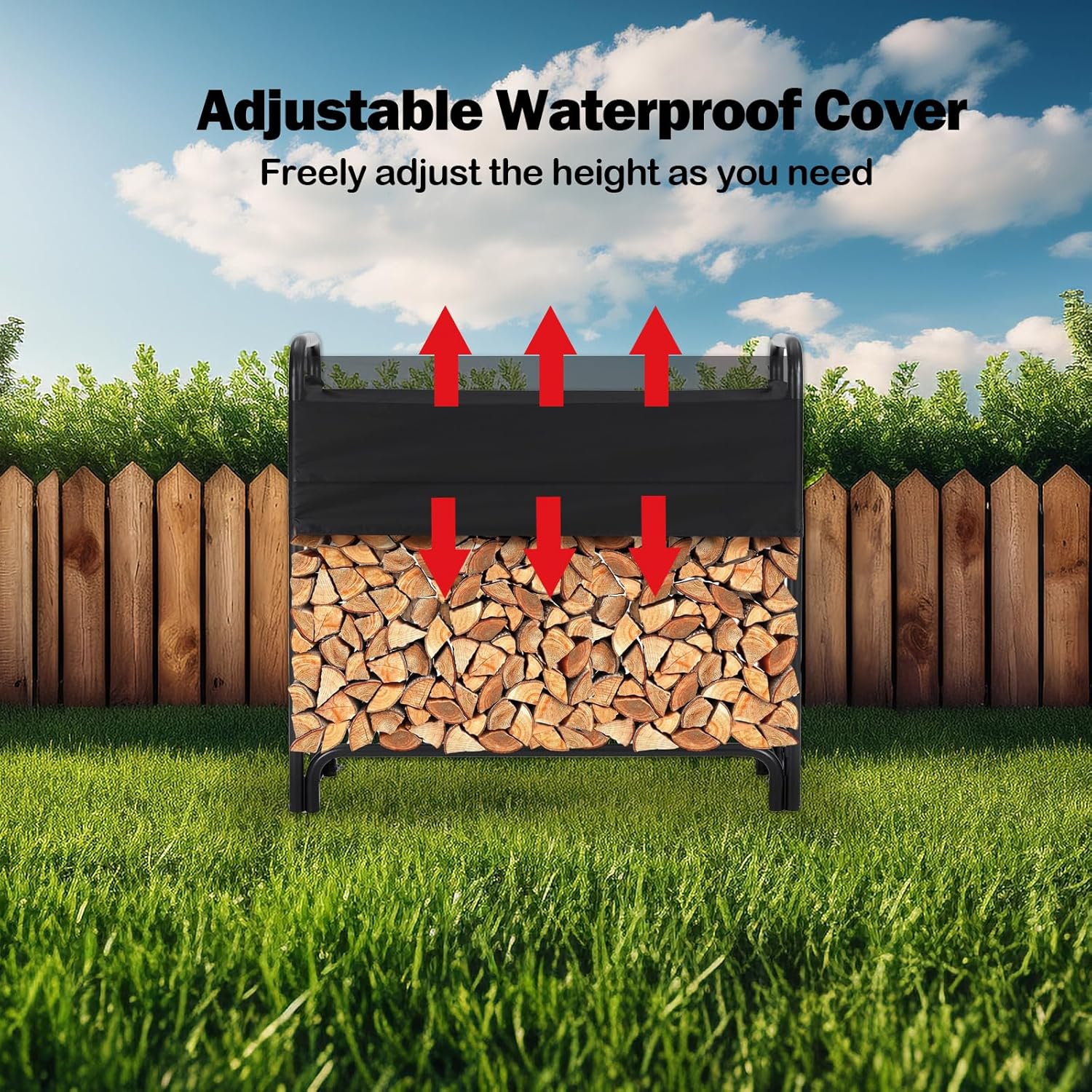 Firewood Rack Indoor and Outdoor,Fire Logs Stand Stacker Holder for Fireplace with Cover Metal Lumber Storage Carrier Organizer