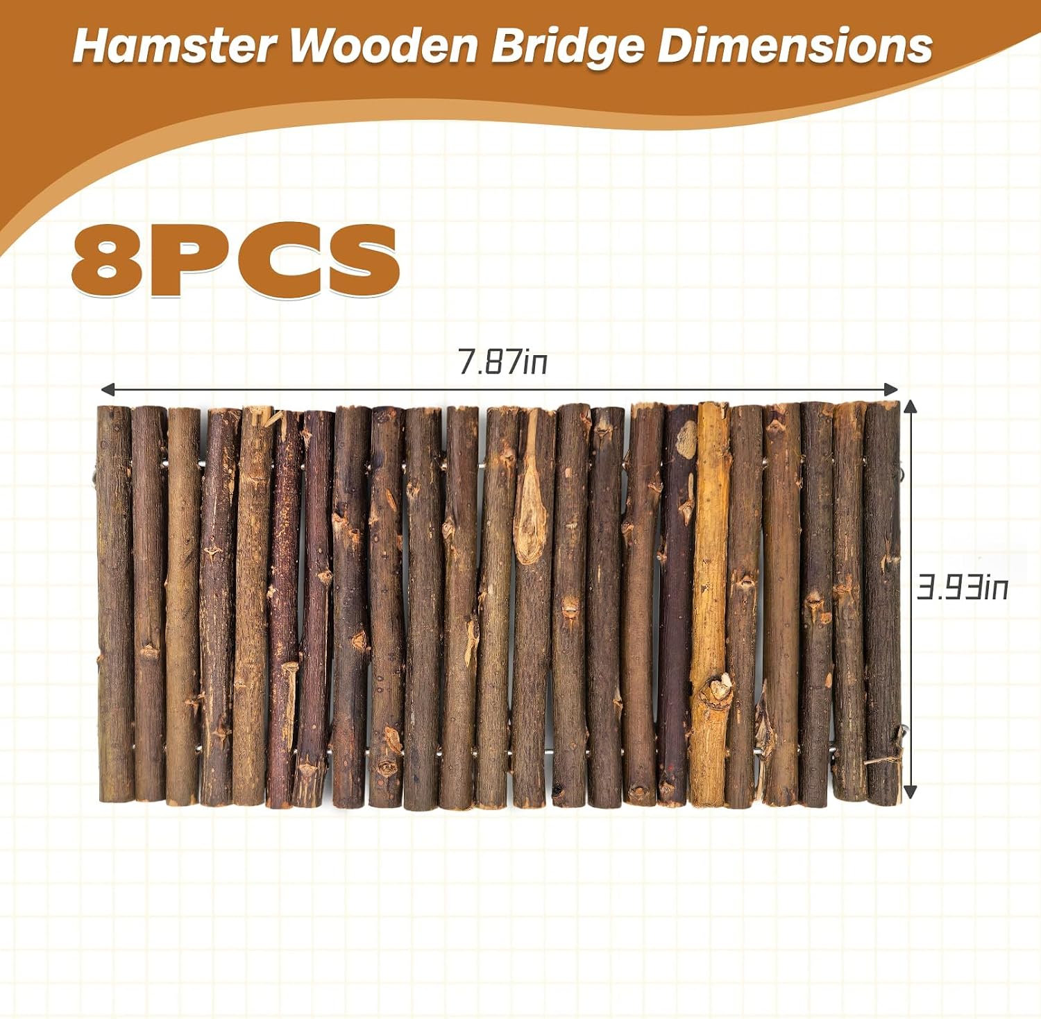 PINVNBY Hamster Toys, Wooden Hamster Ladder Bridge Tunnel Hide, Hamster Cage Accessories for Chinchillas Guinea Pigs Hamster Mouse Rat Ferre, Rodents Natural Hideout for Small Animals (8 Pack) image 2