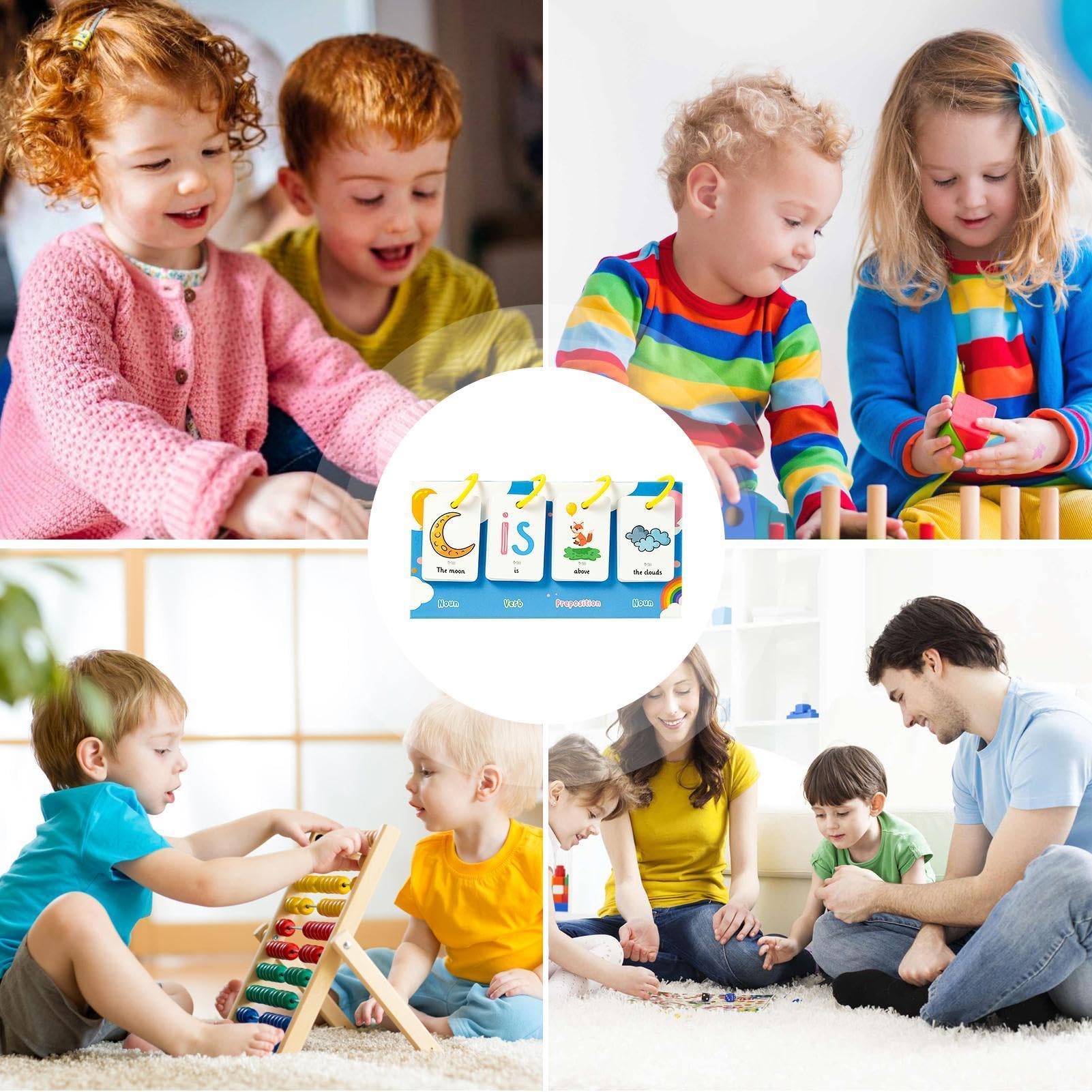 Tarjetas Didácticas De Lectura, Gráficos De Aprendizaje para La Construcción De Oraciones, 78 Tarjetas De Escritorio con Palabras En Inglés, Suministros Educación Especial para Niños Edad Preescolar