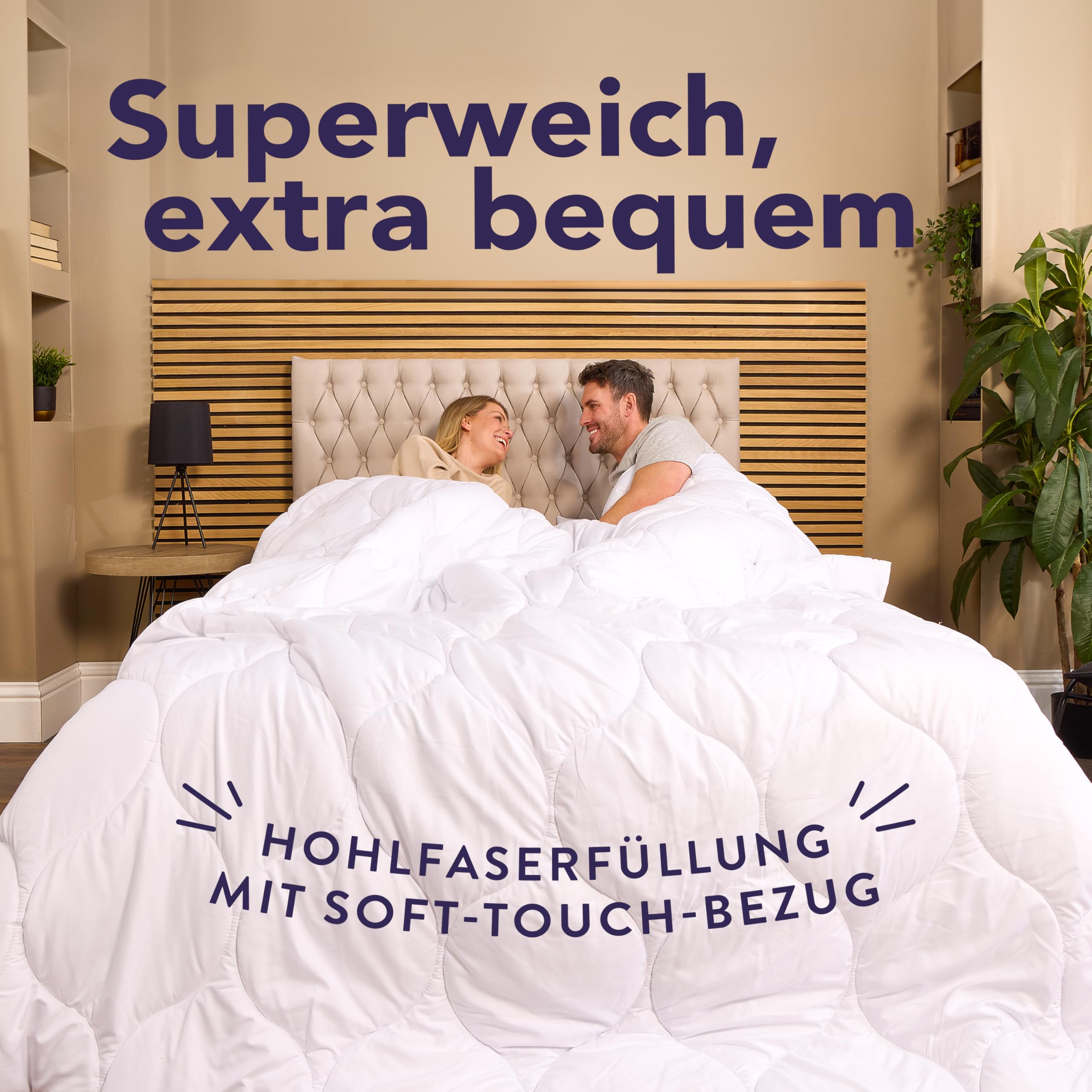 John Cotton 4 Jahreszeiten Bettdecke 200x200cm – Praktisch alle Jahreszeiten Bettdecken für Allergiker | Oeko-Test Zertifiziert Steppdecke | Atmungsaktive Decke, Oberbett 200x200