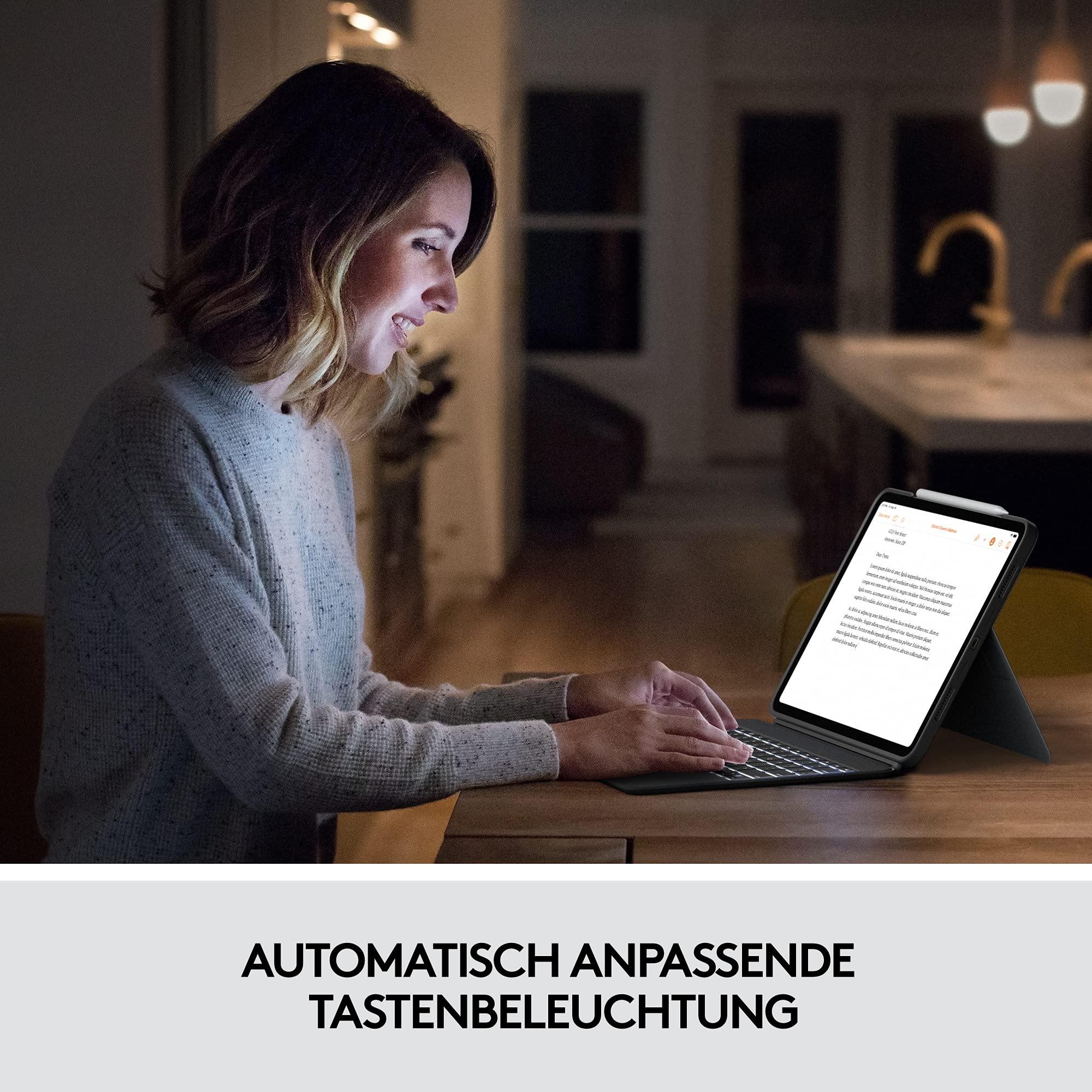 Logitech Combo Touch iPad Pro 12,9 (5. Gen - 2021) Keyboard Case, Abnehmbare Tastatur mit Hintergrundbeleuchtung, Click-Anywhere Trackpad, Smart Connector, Deutsches QWERTZ-Layout - Grau G335