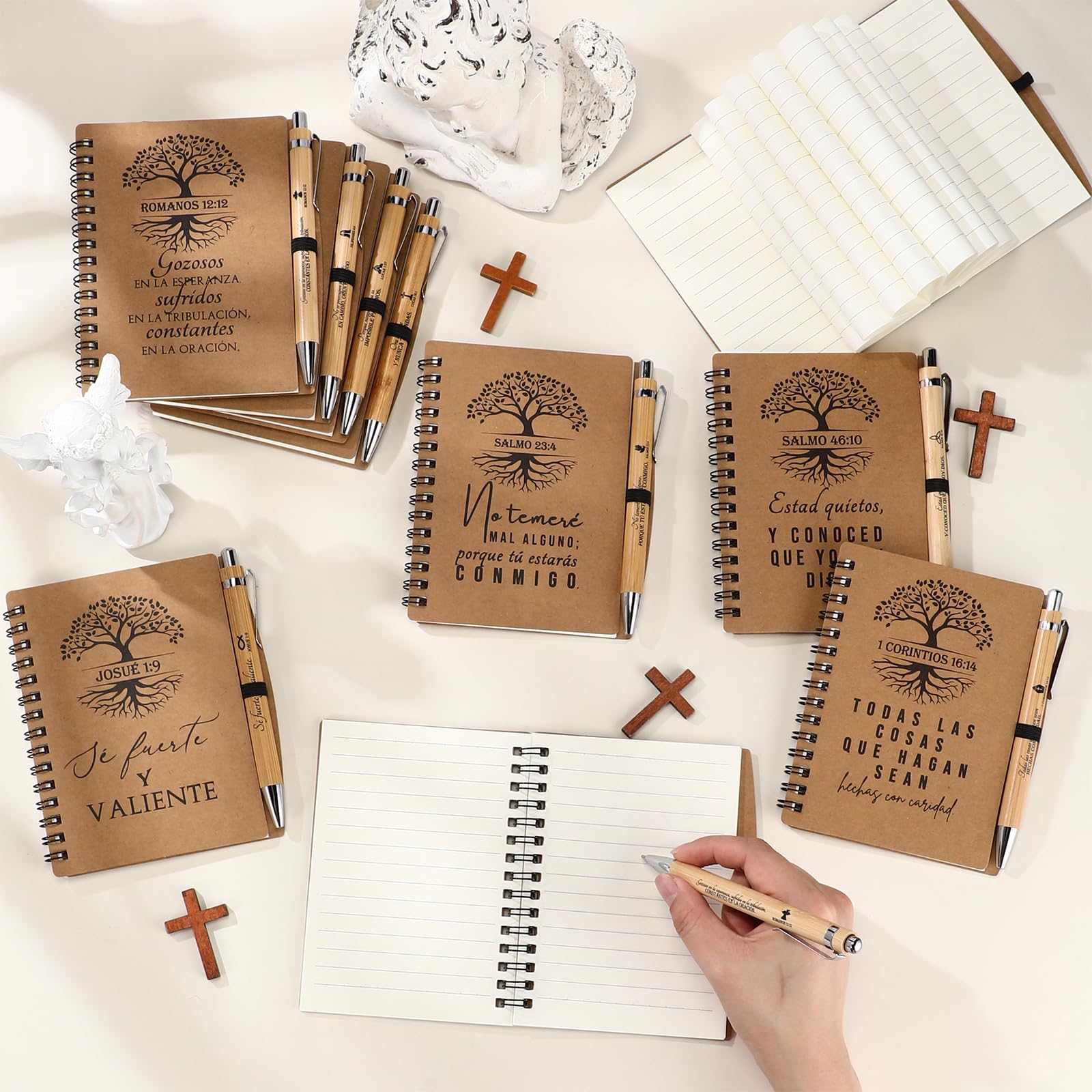 Kosiz Set da 40 pezzi/20 regali cristiani, blocco religioso a spirale con penna per versi biblici, diario di preghiera, quaderno ispiratore, per uomini, donne, chiesa, studio, scuola domenicale, Vbs