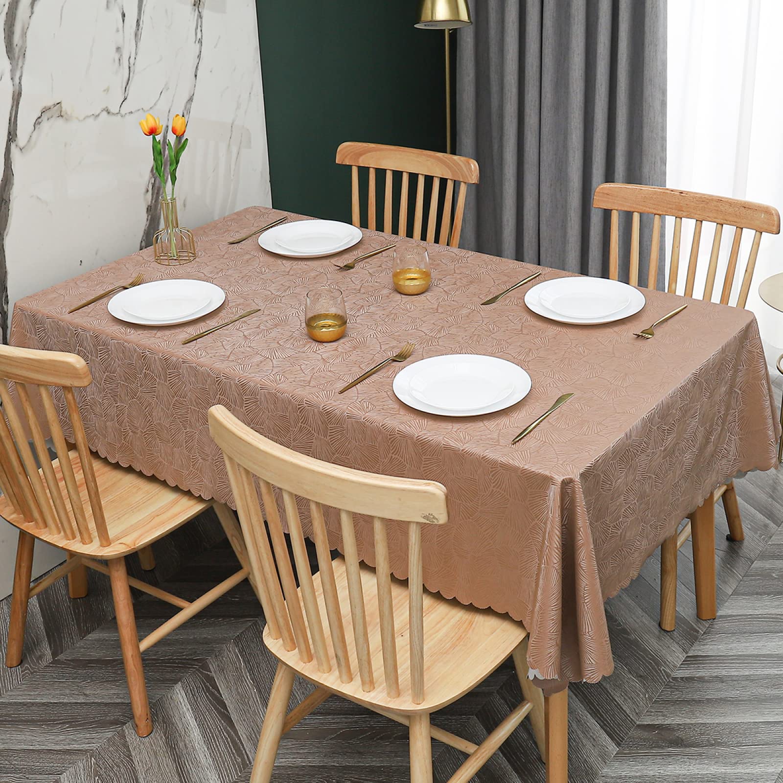 Nappe imperméable haut de gamme motif pin rustique pour réception élégante