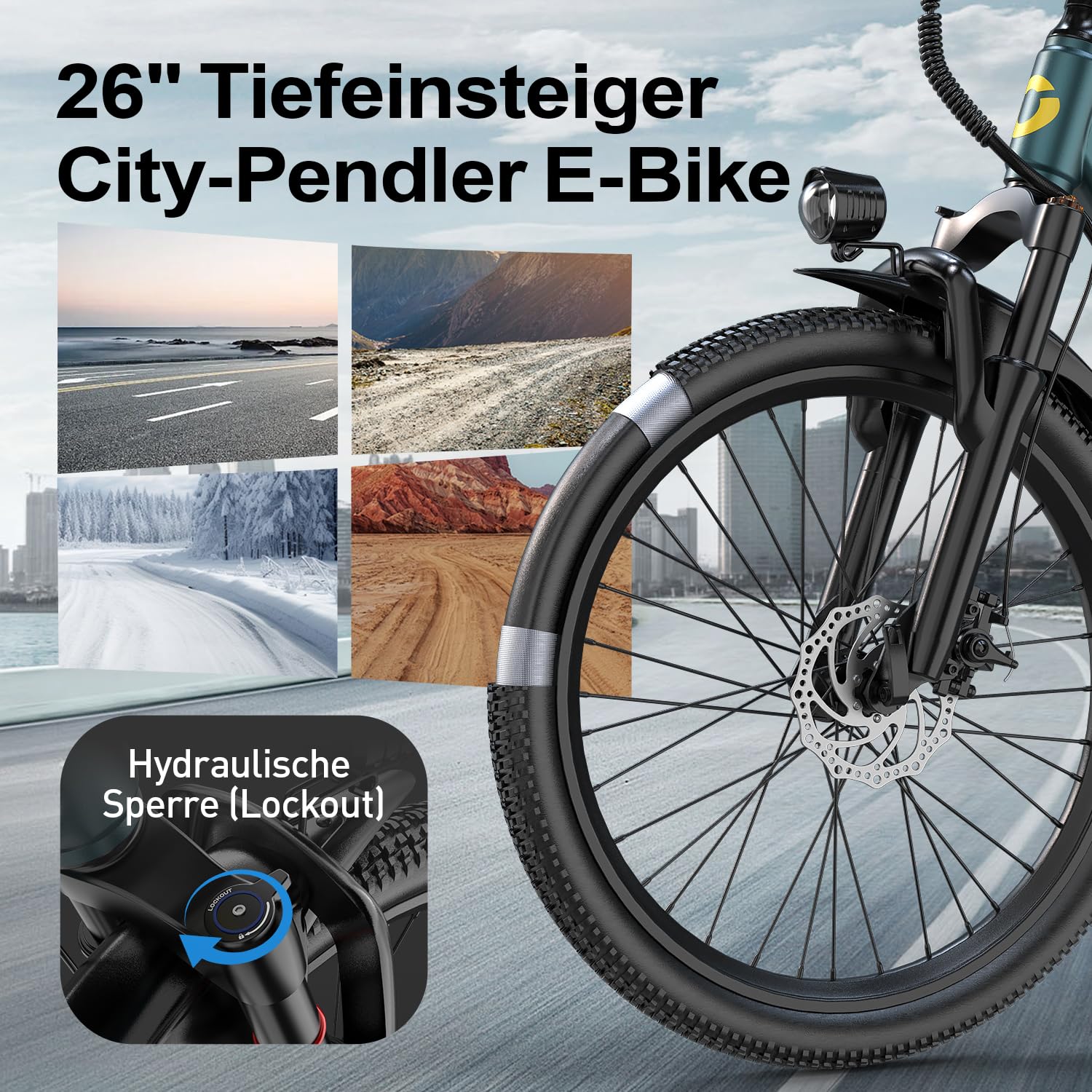 E Bike, 24"/26" Elektrofahrrad Trekkingrad E-Bike Herren Damen mit 36V 10/13AH Akku, 250W Motor, 55 km Reichweite Pedelec EBike Citybike mit 7/21-Gang-Getriebe für Erwachsene