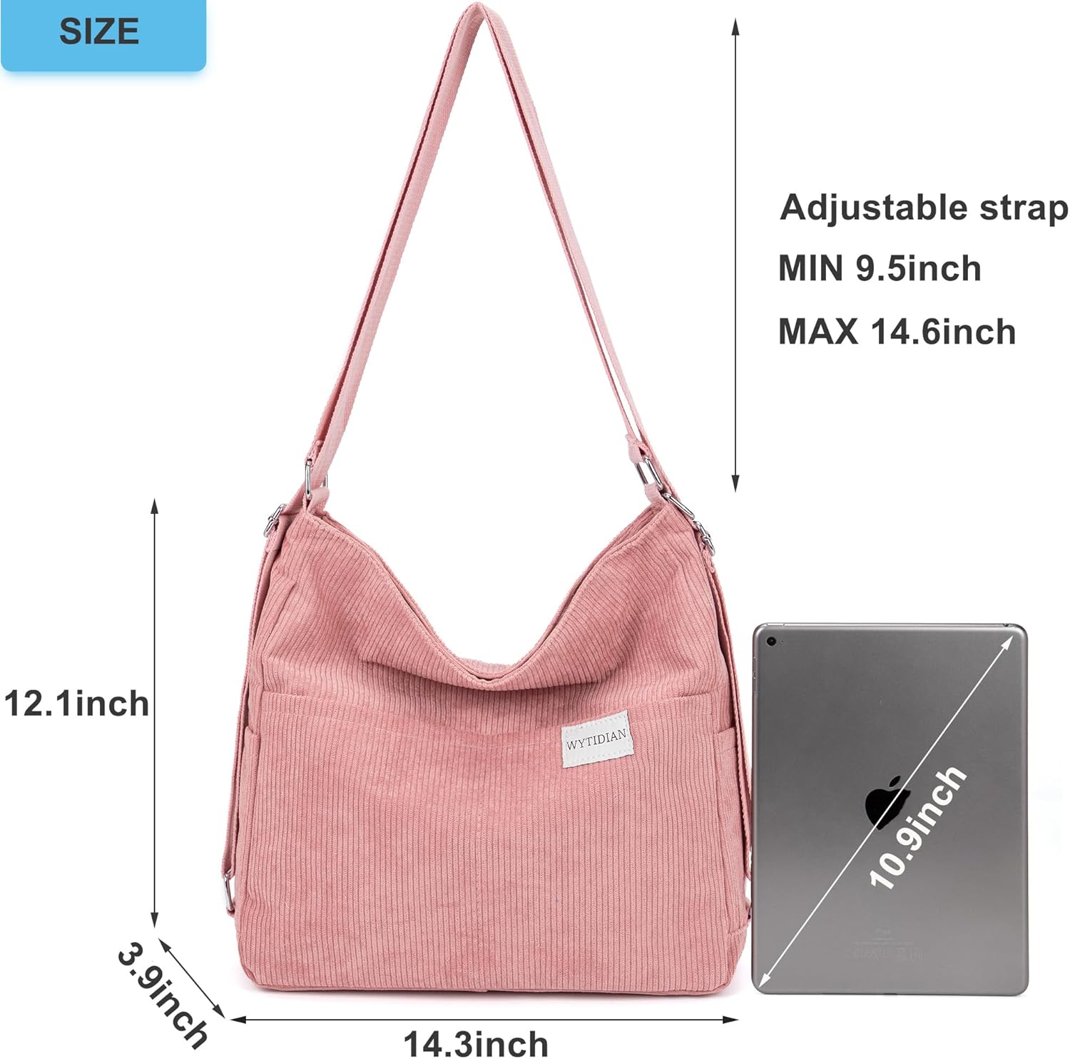 Corduroy Tote Backpack Crossbody Bag for Women, Convertible Shoulder Bags Designer Handbag for College, Work - Image 2