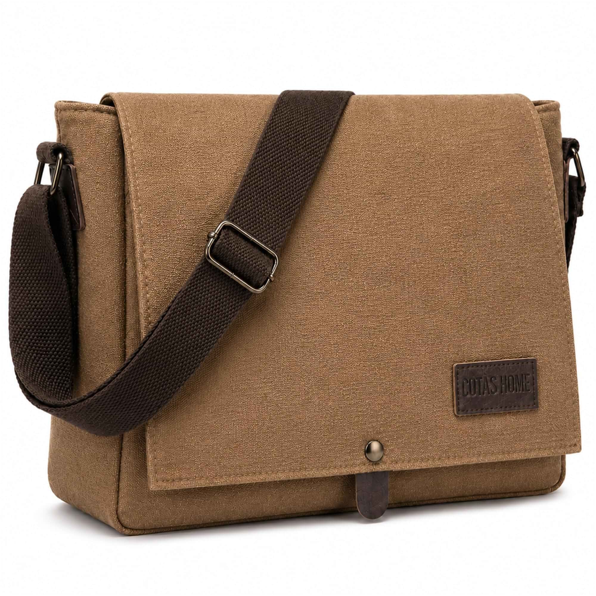 Men's Canvas Messenger Bag, Compact Satchel for Work JAPANESE BRAND | COMPACT DESIGN – Compact canvas messenger bag for A4 and US Letter. Check laptop dimensions before purchase.