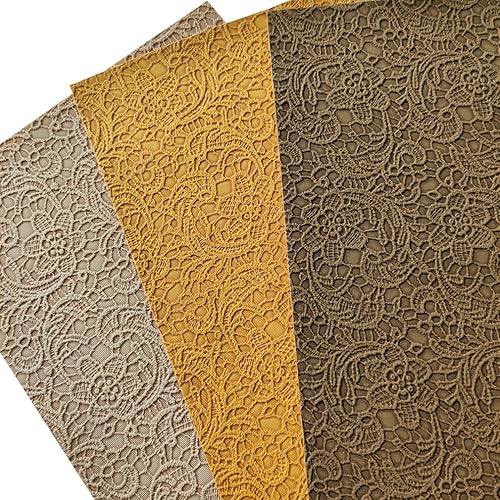 Miniatura 4 de Hojas de cuero sintético con textura de flores de 8 x 12 pulgadas (8.3 in x 11.8 in), diseño retro de otoño, tela sintética para lazos de cuero,