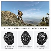 Vista 3 de PlayBetter Garmin Instinct Crossover AMOLED Tactical (negro) Caja de regalo de reloj inteligente GPS para exteriores, pantalla analógica