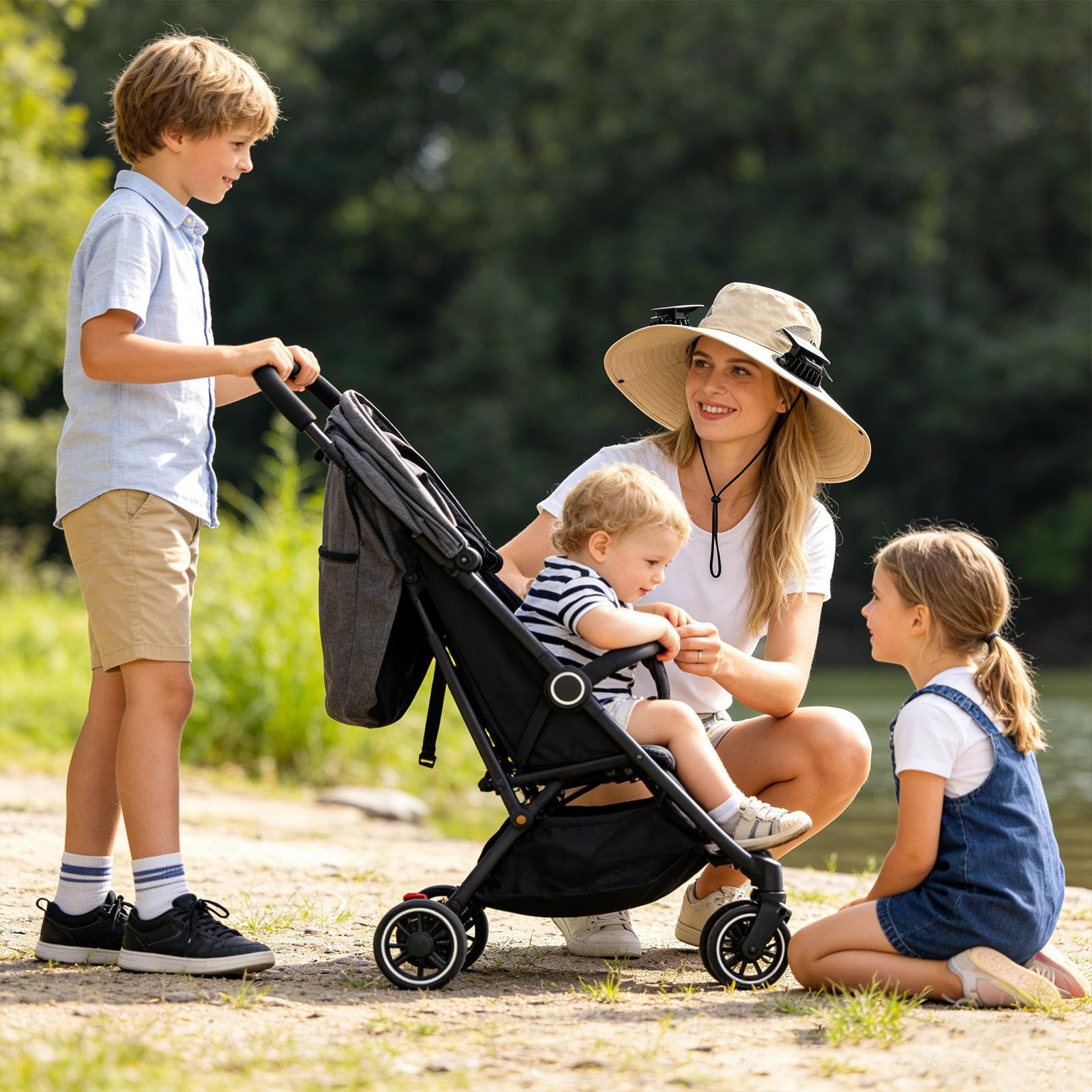 Sombrero con Ventilador Incorporado y Panel Solar,Gorra de ala Ancha con 4 Ventiladores de Energía Solar,Sombrero de Playa Exterior | para Pesca, Jardinería, Senderismo, Trabajo de Verano