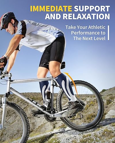 Vista 34 de CAMBIVO 3 pares de mangas de compresión de pantorrilla para hombres y mujeres, calcetines de compresión sin pies para espinillas, alivio del dolor