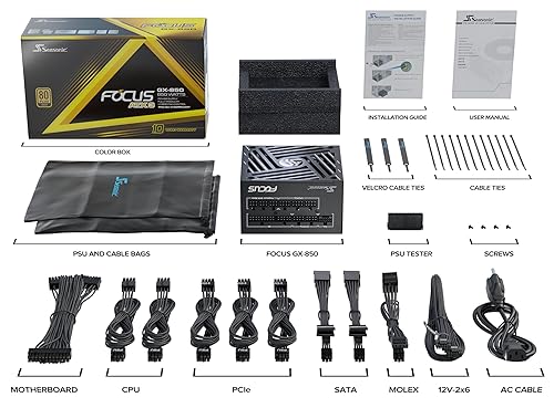 Miniatura 9 de Seasonic Focus GX-850-850W - 80+ Gold - Listo para ATX 3.0 y PCIe 5.0 - Totalmente modular - Condensadores japoneses premium - 10 años de garantía -