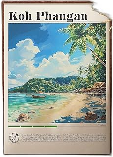 Koh Phangan Travel Print Thailand Poster Wall Art Beach Scene Landscape Tropical Island Decor for Home Office