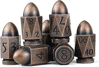 Bullet DND Dice for Dungeons and Dragons, Solid Metal Dice Brass Dice Role Playing Dice Polyhedral D&D Dice for MTG Dice Set D20 RPG Table Board Games Dice Warhammer 40K Shadowrun Dice