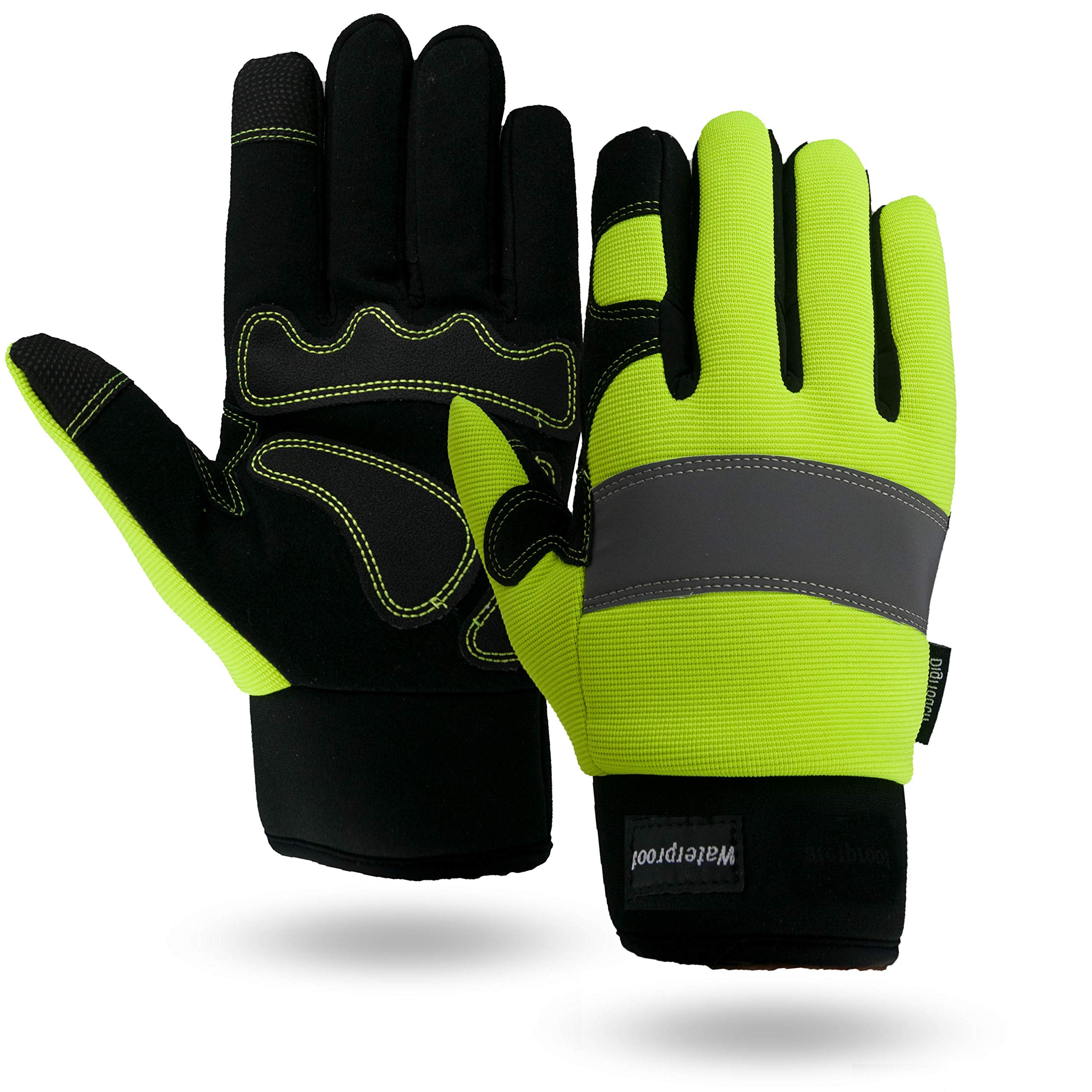 Waterproof Winter 3M Thinsulate Lined Premium Hi-Viz Touchscreen Mechanics Gloves