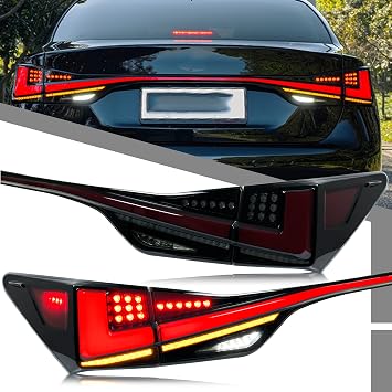 LED Tail Lights Assembly Compatible with Lexus GS350 GS200t GSF 2013-2020 Sequential Turn Signal Black Rear Lamps Accessory