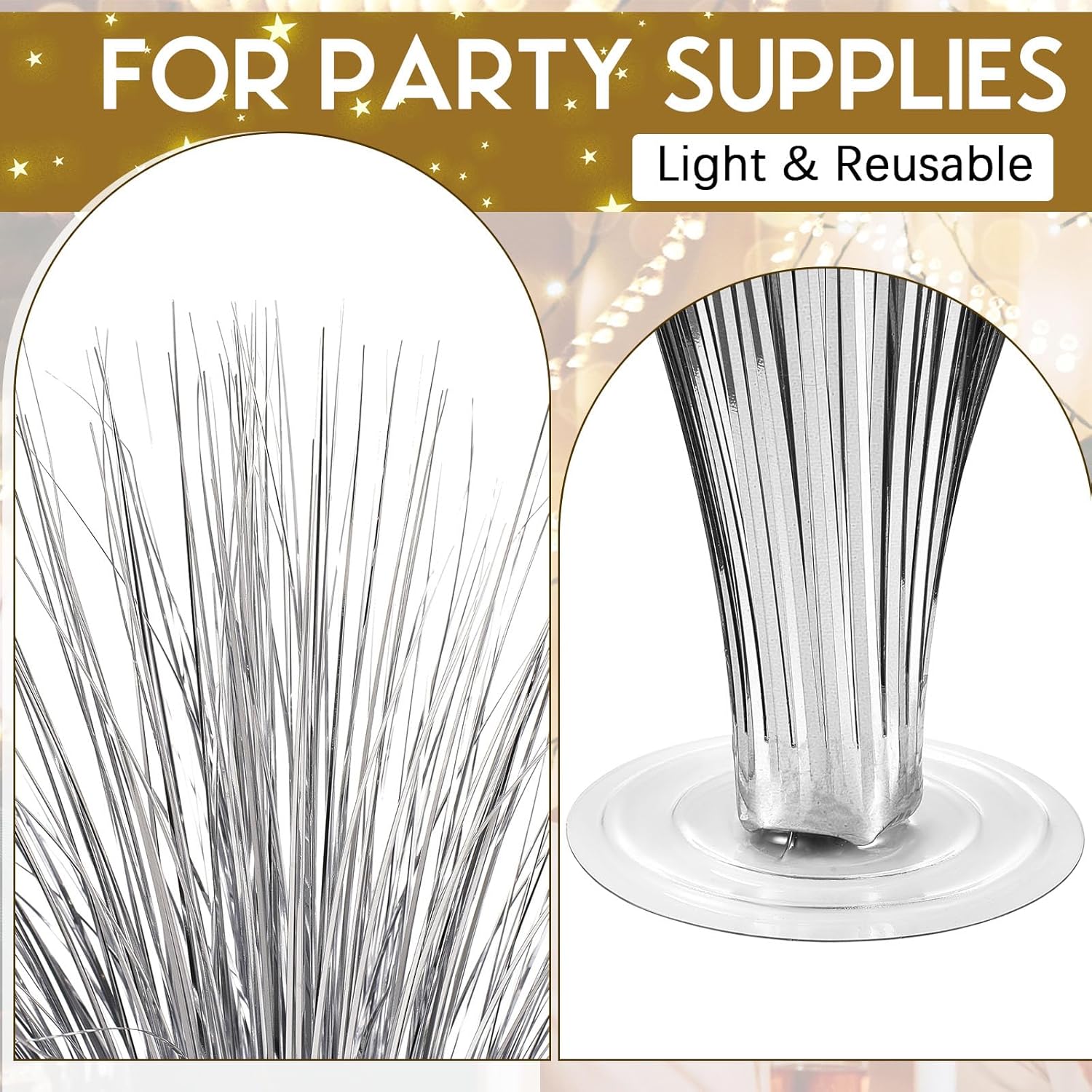 Colingmill 4 Pcs Plastic Metallic Silver Spray Centerpieces for Birthday Table Decorations for Celebration Wedding Anniversary Holiday Party Supplies Happy New Year Decorations, 15.75"