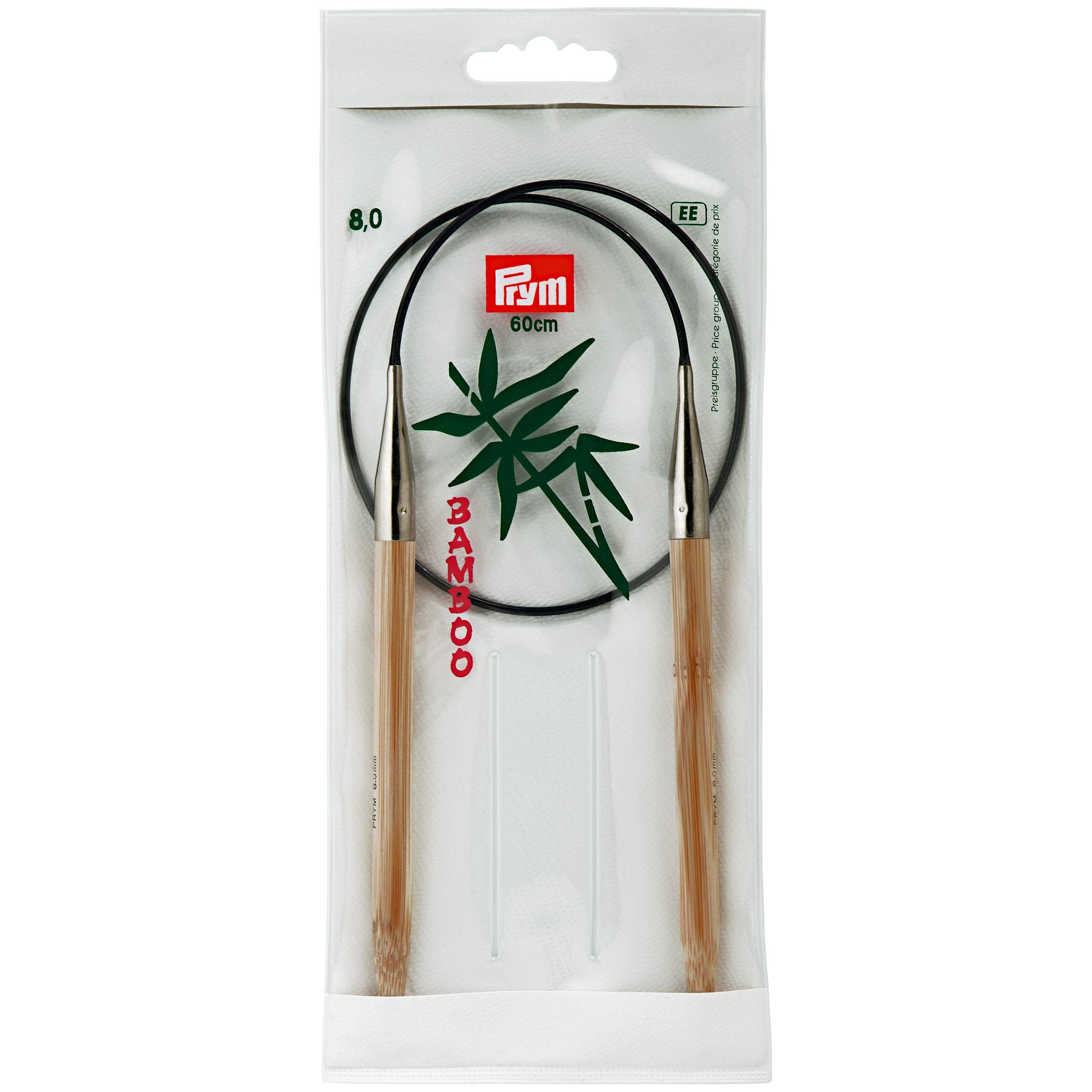 Prym 60 cm x 8 mm Circular Knitting Pins, Bamboo