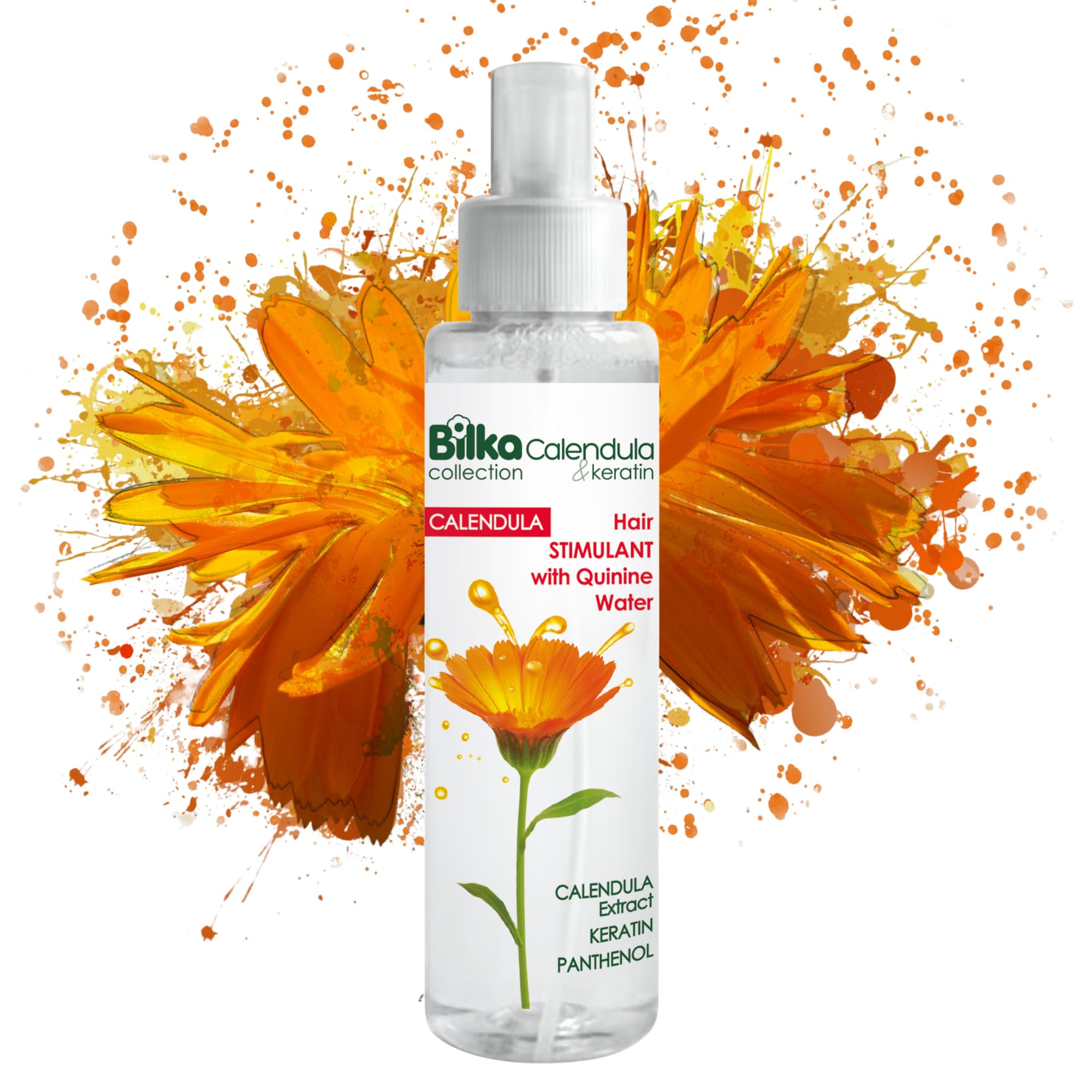 Stimulans de croissance des cheveux au calendula et à la kératine - Avec eau de quinine, kératine et extrait de calendula - Soin capillaire pour favoriser la croissance des cheveux et