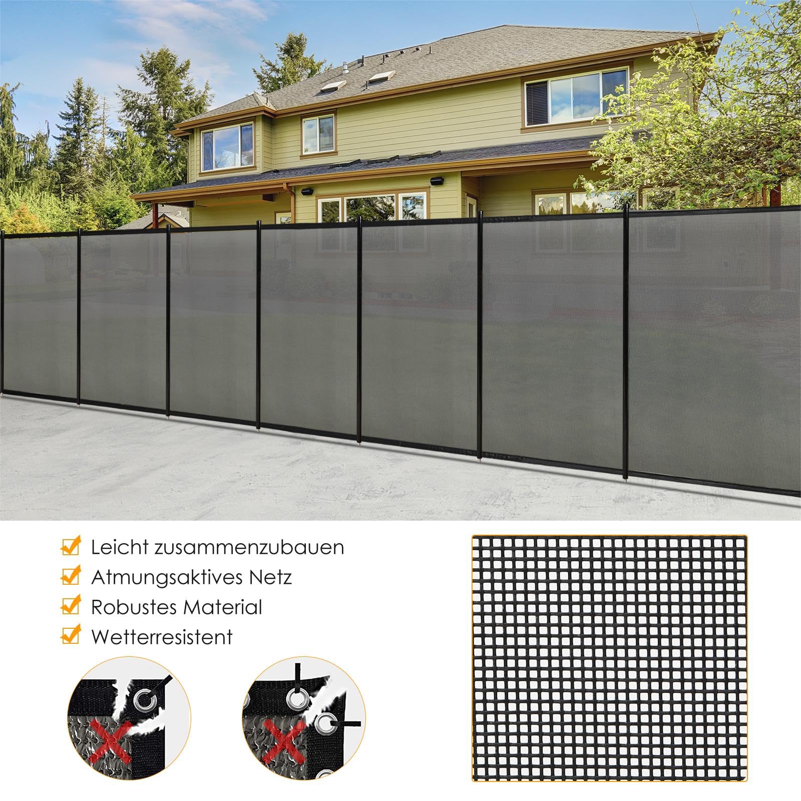 SOARS Poolzaun 360 x 125 cm, 4er Poolschutzzaun faltbar