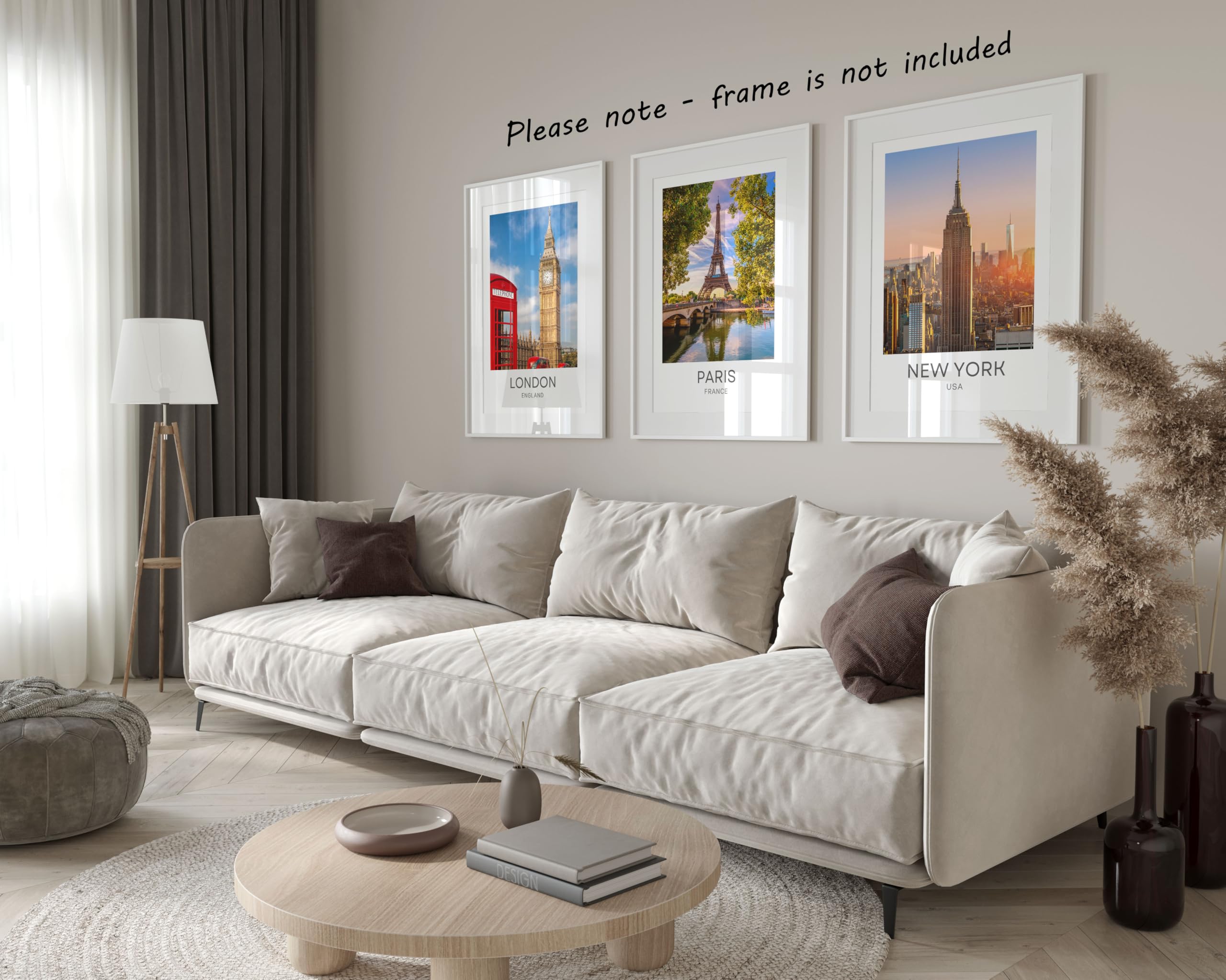 Eviepops Prints London Paris New York City Landscapes Set of 3 Unframed Poster Prints, Photographic City Wall Art, Home Décor - Image 2