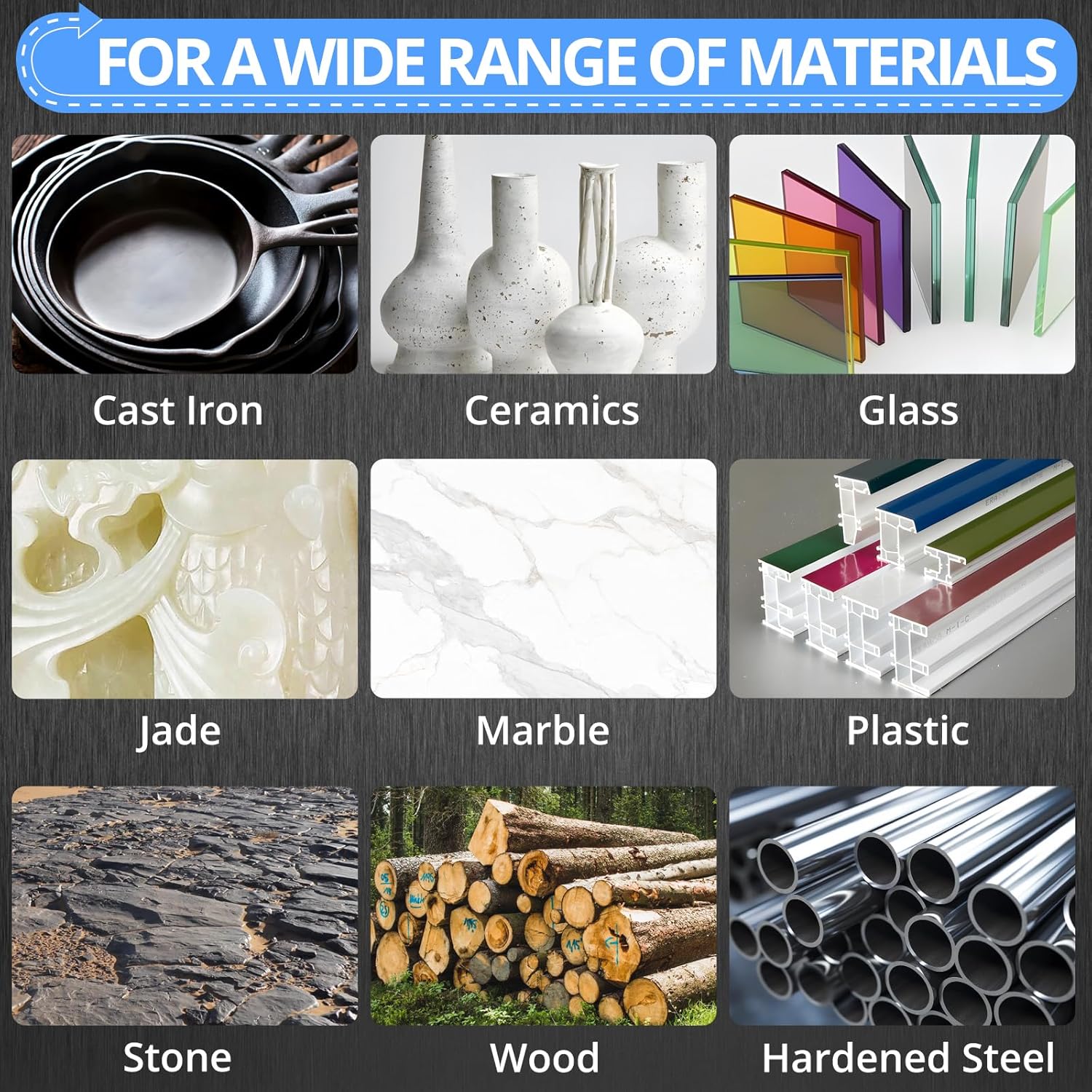 CAMWAY 10pcs Carbide Burrs Set - 1/4" Shank Die Grinder Carbide Bits, Rotary Tungsten Cutting Burrs Bits for Polishing Engraving Drilling Metal,Wood,Steel,Copper,Aluminum