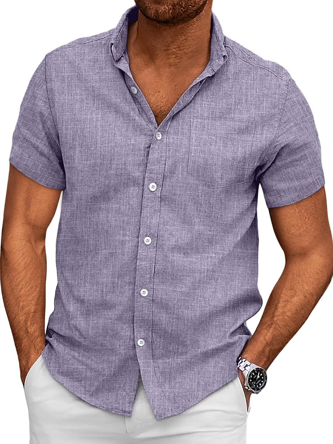 EFAN Mens Linen Shirts Hawaiian Beach Short Sleeve Singapore