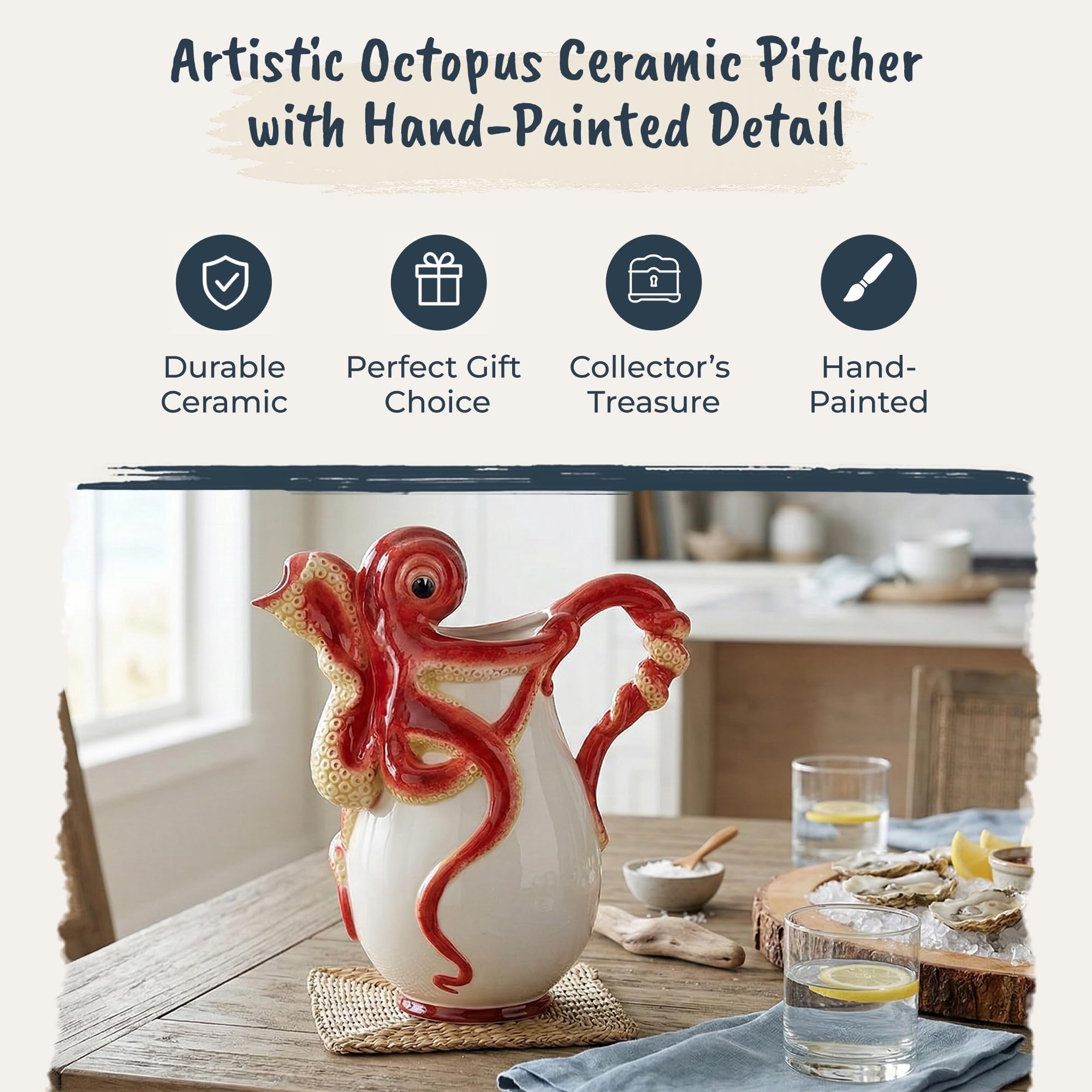 Amazon.com: Blue Sky Clayworks 15559 Red Octopus Pitcher, 11-inch