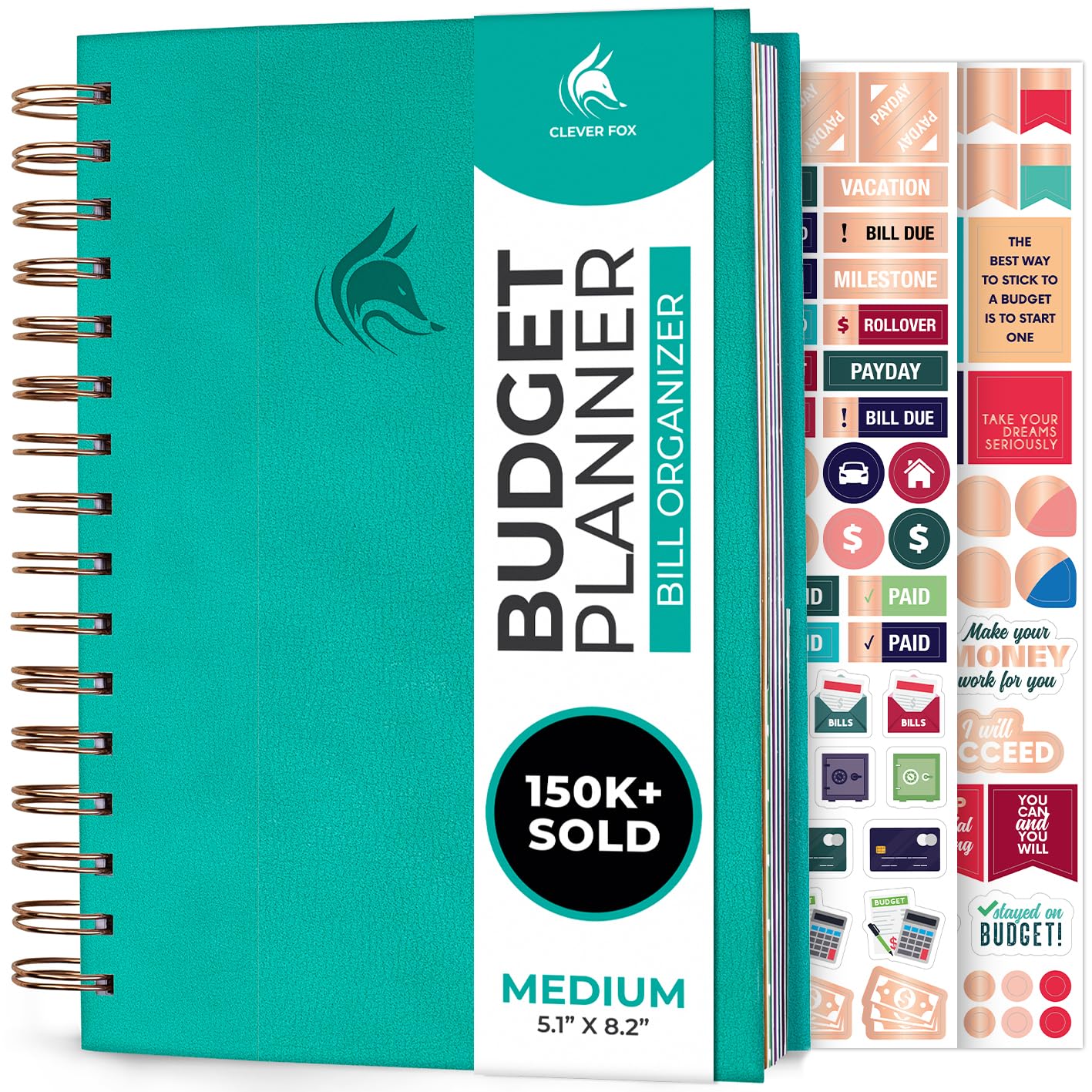 Clever Fox Budget Planner & Monthly Bill Organizer with Pockets. Expense Tracker Notebook, Budgeting Journal and Financial Planner Budget Book to Control Your Money. Medium Size – Turquoise