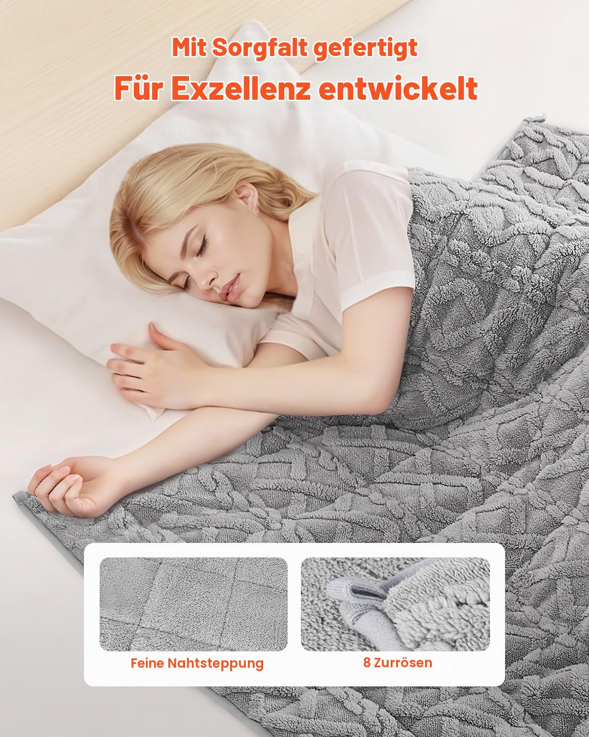 VEVOR Gewichtsdecke, 9 kg, Therapiedecke 1524x2032 mm, Gewichtete Decken Queen-Size, Sherpa-Fleece-Decke mit Glasperlen, für Erwachsene mit 90–113 kg, Linderung von Angstzuständen & Stress, grau