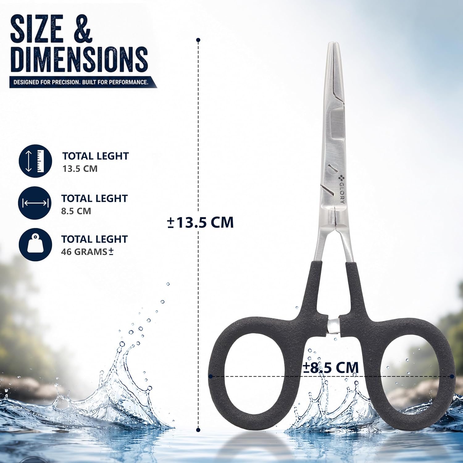 GLORY Fly Fishing Power Jaw Scissors Forceps 5.5 Inch, Stainless Steel Hemostat Clamp with Built-in Line Cutter, Locking Mechanism, Precision Tips for Hook Removal, Fly Tying & Tackle Box