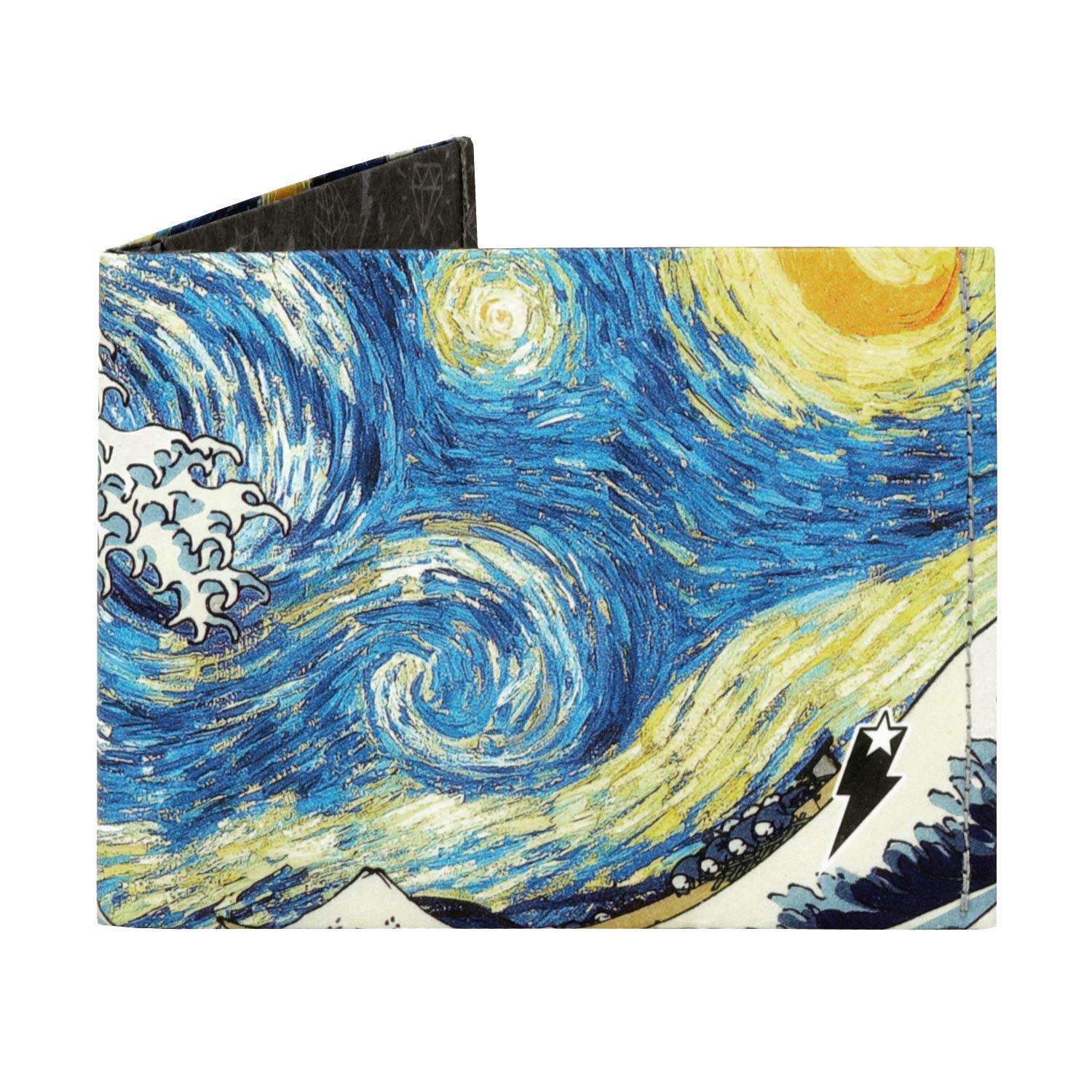 SUPERVEKStarry Wave Tyvek® Classic Wallet -The Ultimate 0.1-inch Paper-thin Vegan Minimal Bifold Card Holder for Men Women | Starry Night The Great Wave Off Kanagawa | Water-Resistant & Recyclable,