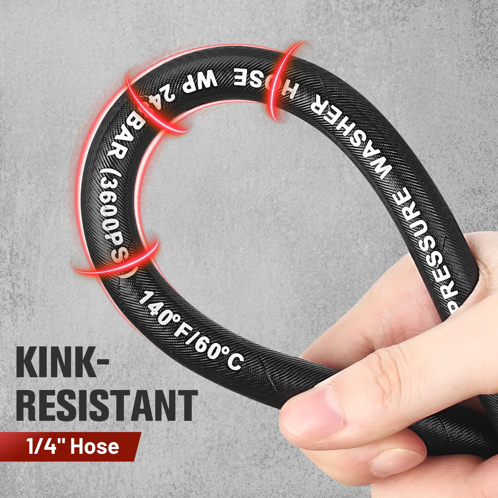KiloSton 10M Steel Wire Braided Washer Hose, Kink-Resistant, 248Bar / 3600 PSI - Image 4