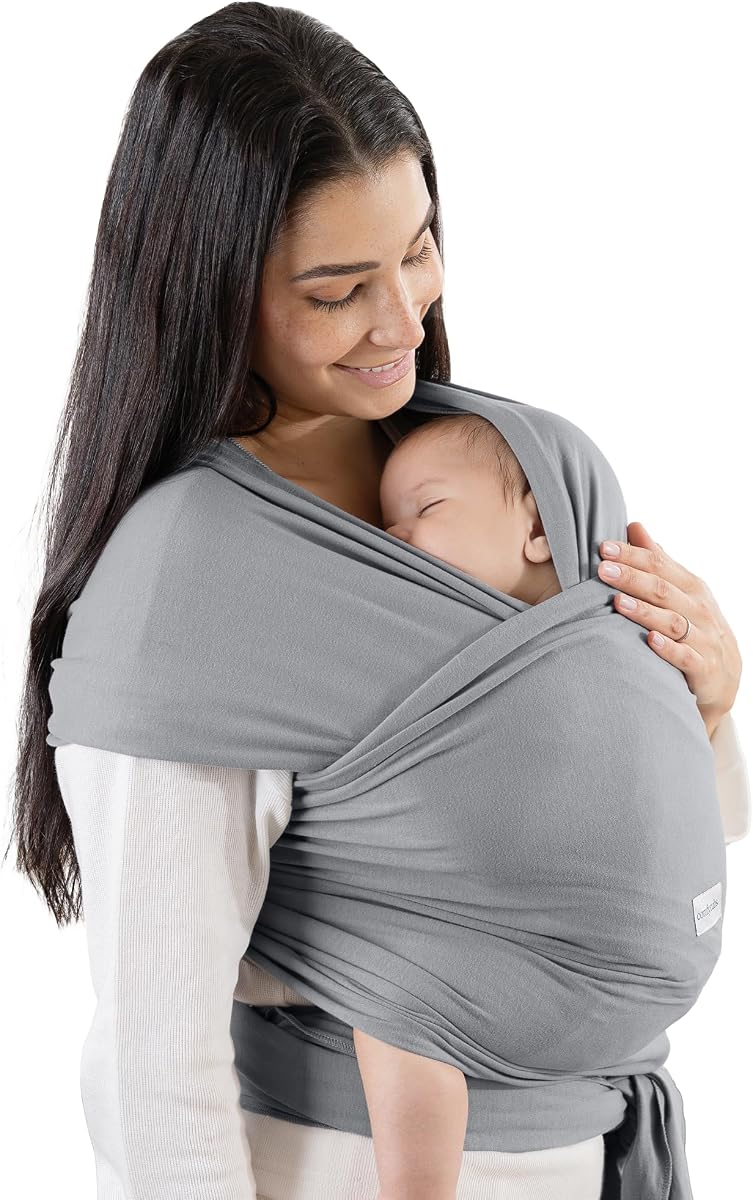 Baby Wrap Carrier - Soft & Secure Fit Cotton Blend Baby Carrier Newborn to Toddler - Hands-Free & Lightweight Infant Wrap - Adjustable, One Size Fits All Toddler Sling - Slate Grey