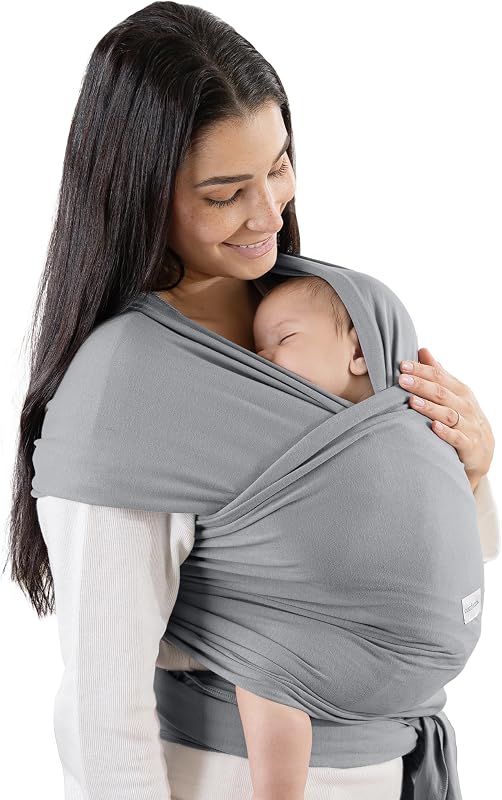 Baby Wrap Carrier - Soft & Secure Fit Cotton Blend Baby Carrier Newborn to Toddler - Hands-Free & Lightweight Infant Wrap - Adjustable, One Size Fits All Toddler Sling - Slate Grey