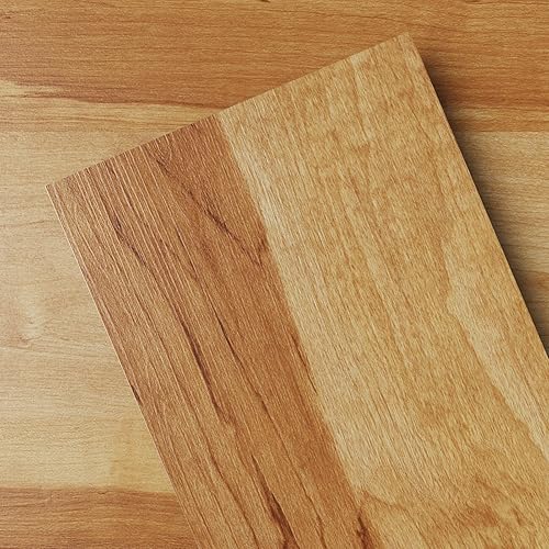 Peel and Stick Floor Tile Vinyl Wood Plank 36-Pack 54 Sq.Ft, Light Maple, Rigid Surface Hard Core Easy DIY Self-Adhesive Flooring