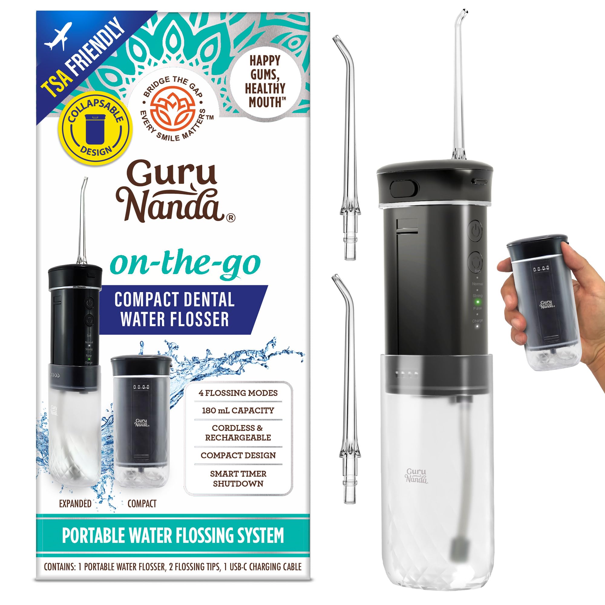 GuruNanda Compact Water Dental Flosser