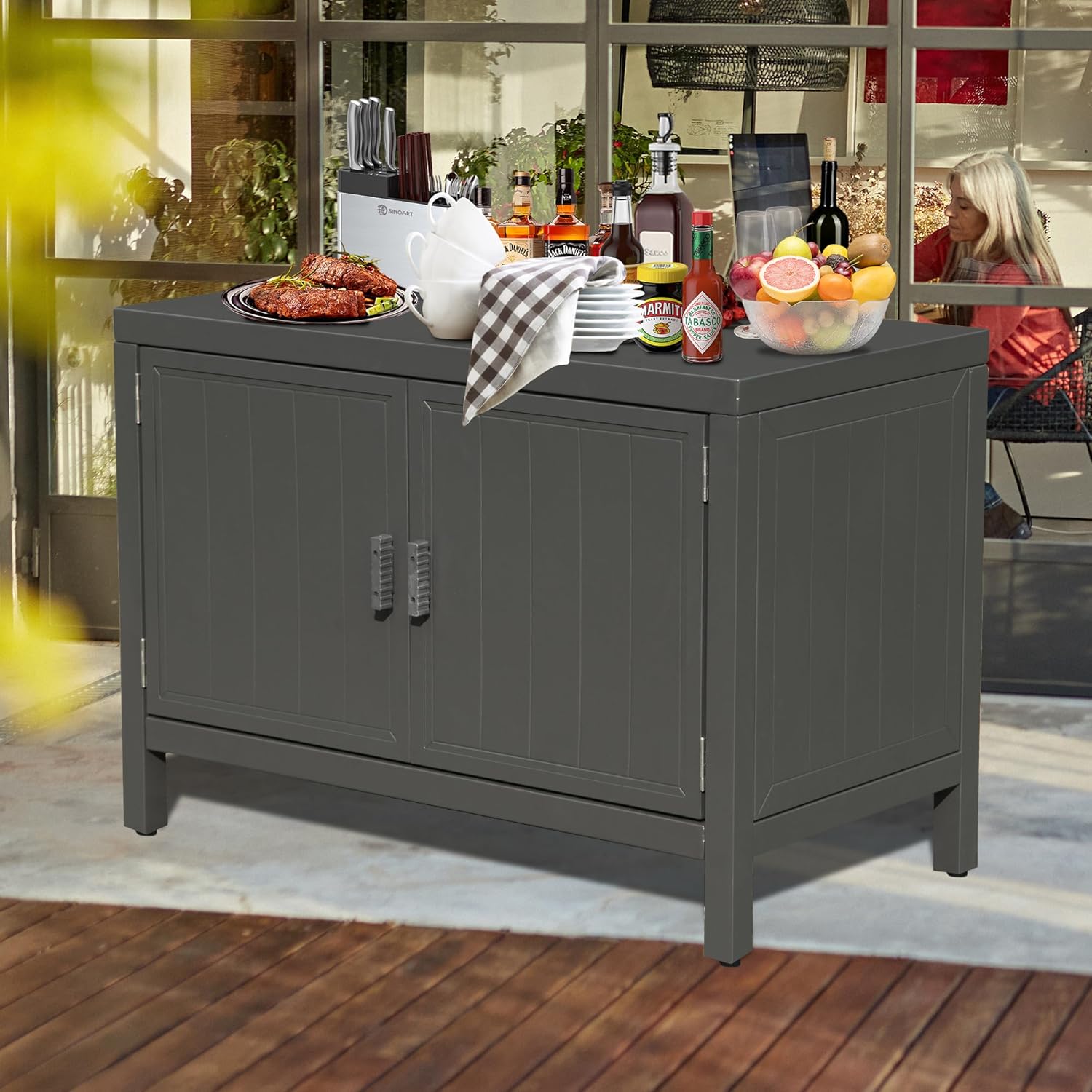 Domi Grill Carts Outdoor with Storage, Outdoor Kitchen