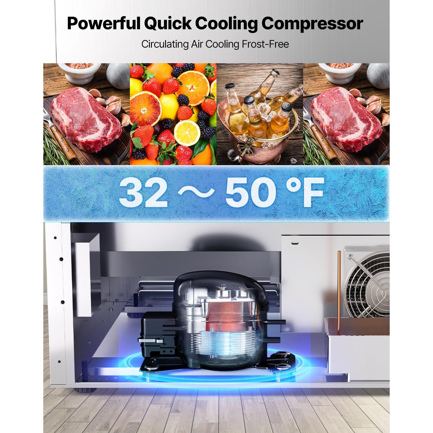 Happybuy 24-Inch Under Counter Drawer Refrigerator, Stainless Steel Dual Drawer Fridge With Temperature Control, LED Display, And Powerful Compressor For Home, Office, Or Outdoor Use on Fridge.com - View 4