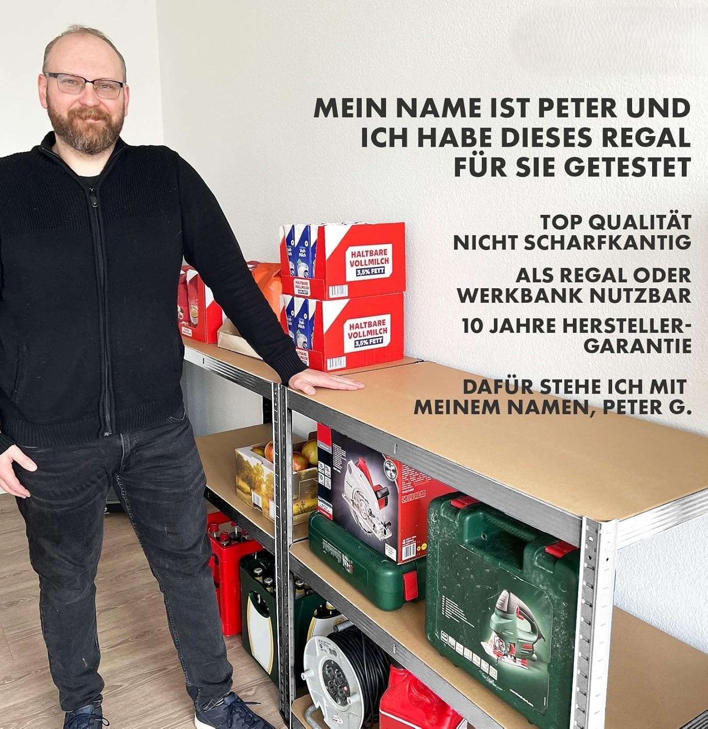 casa pura Schwerlastregal 200 x 100 x 50 cm verzinkt | Steckregal, Lagerregal, Standregal, Stecksystem ohne Werkzeug montierbar