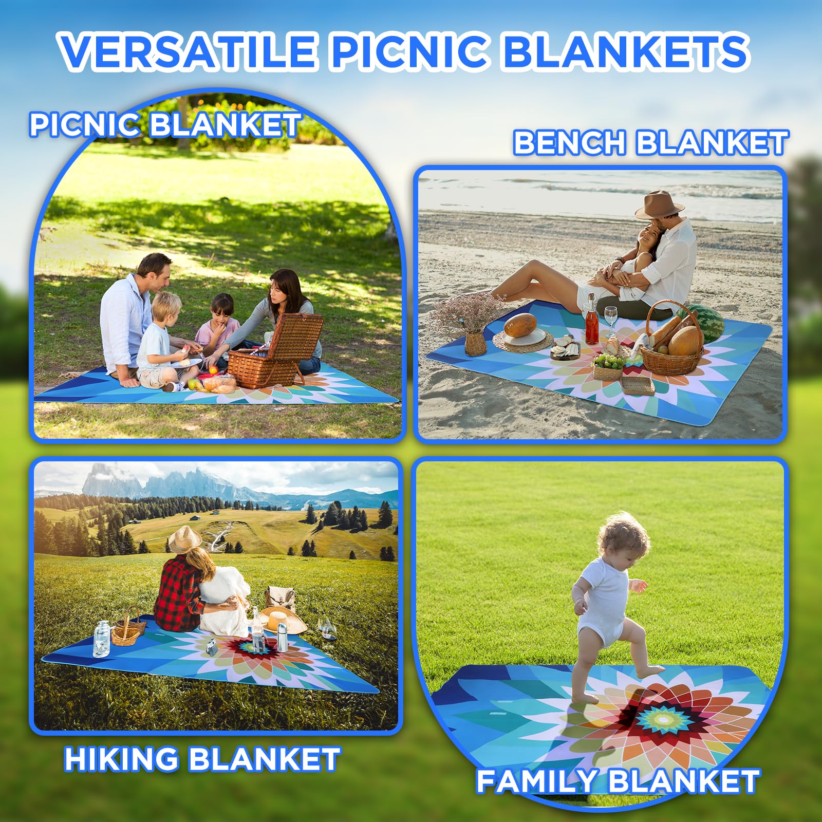 Scuddles Coperta Da Picnic Extra Large - Impermeabile E Doppio Strato Con Pratica Borsa - Perfetta Per Spiaggia, Campeggio E Parco - 2
