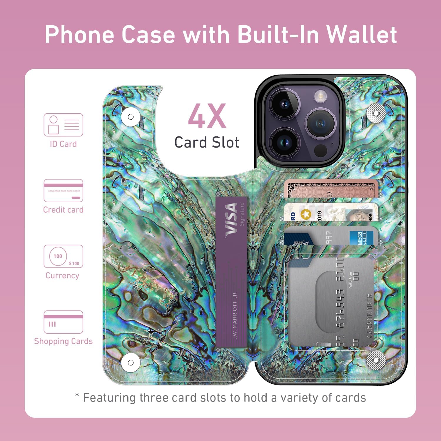 LETO for iPhone 15 Pro Max Wallet Case, Flip Folio Leather Kickstand image 2