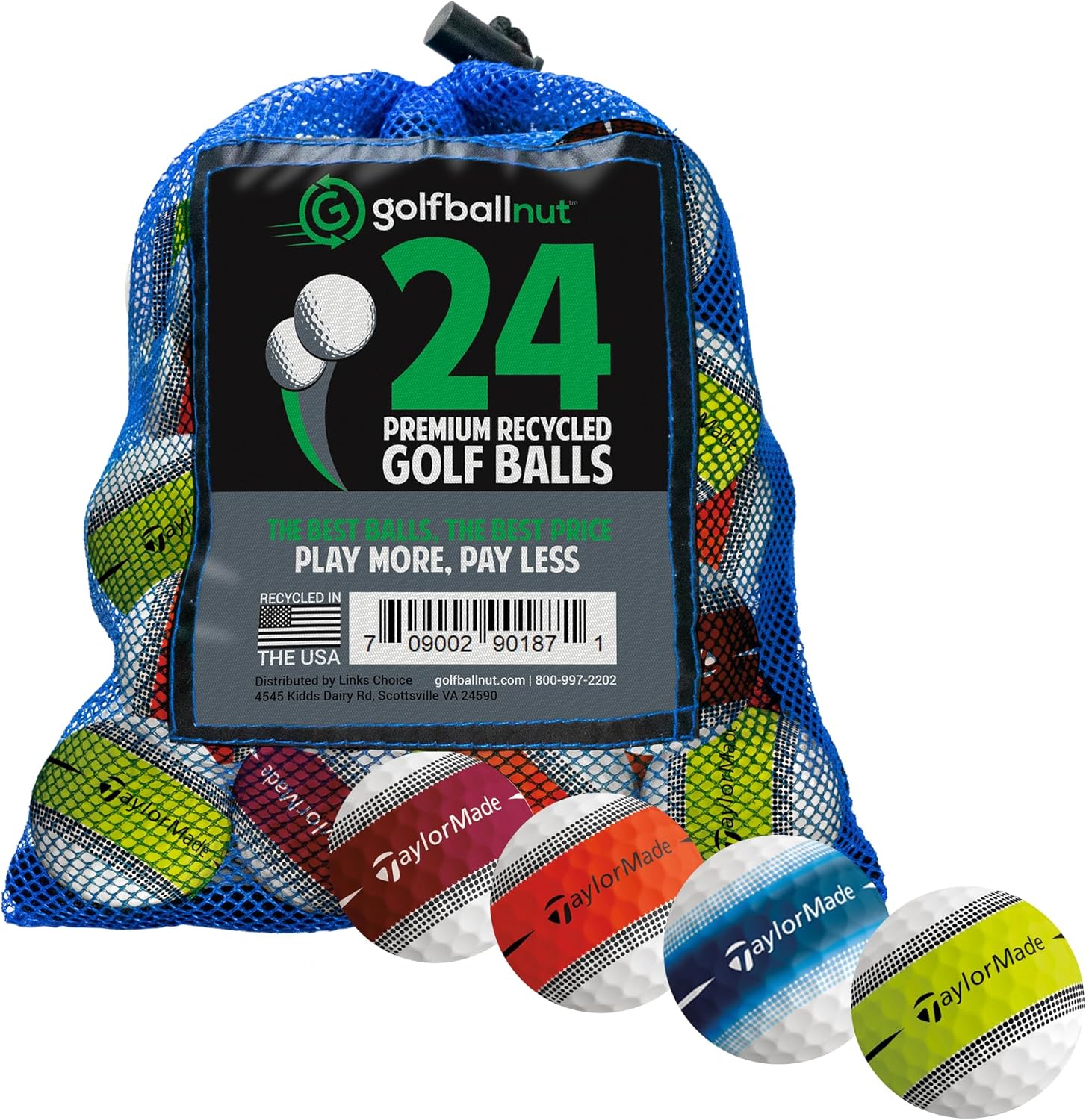 Used and Recycled for Taylormade Tour Response Stripe Mint 5A Choose Color (24 & 48) Golf Balls Mesh Bag Included