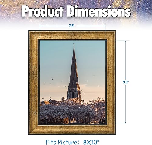 Miniatura 2 de AUEAR, Portarretratos de 8 x 10 pulgadas sin paspartú, marco de pared para galería, de mesa, pantalla horizontal vertical (dorado oscuro marrón y