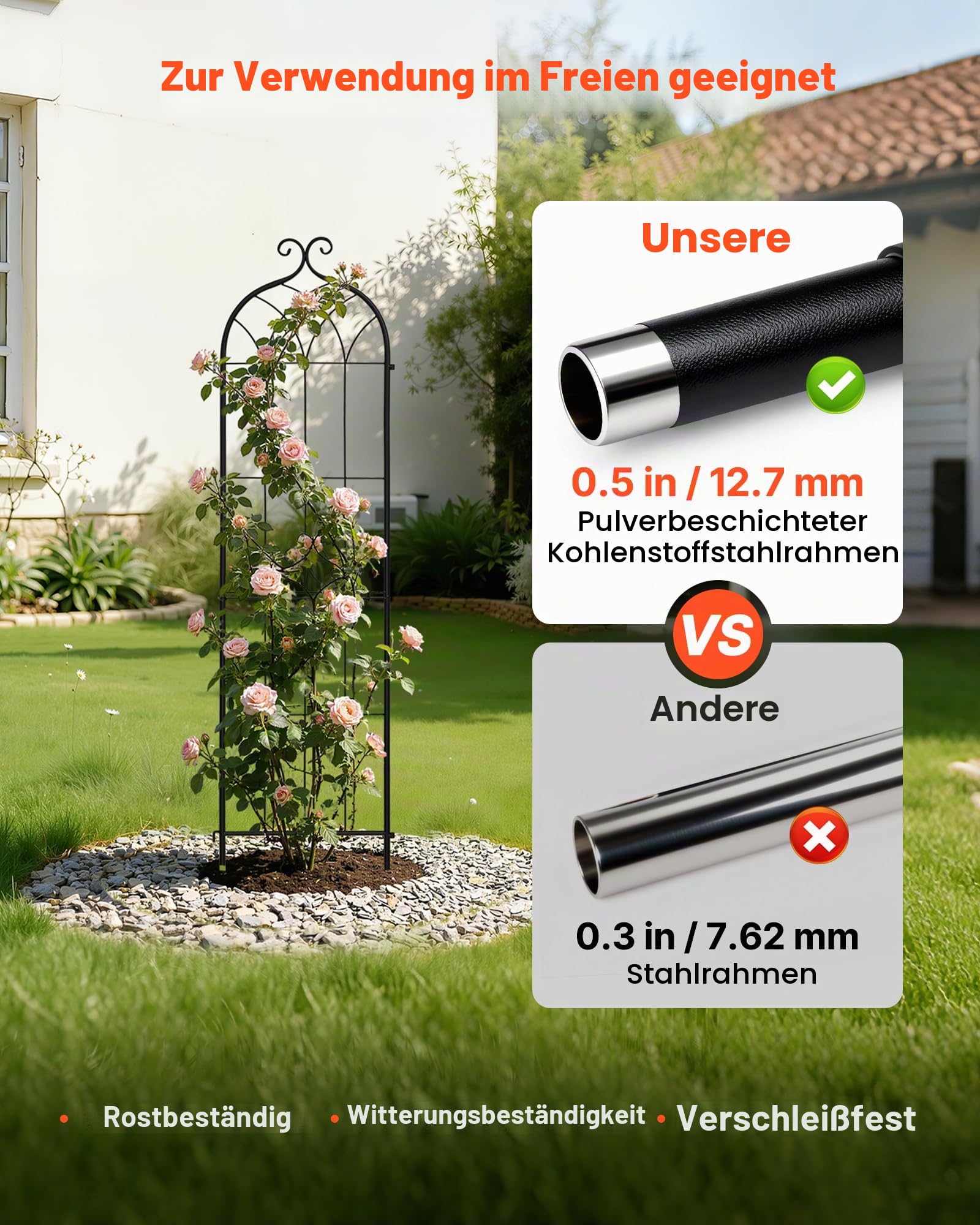 VEVOR Rankgitter, 152x40,5 cm 4er-Pack, Metall Rankhilfe mit Pulverbeschichteter Oberfläche & Verriegelungsmechanismus, Kletterhilfe, Garten Spalier, Pflanzengitter für Blumen, Gemüse & Rosen