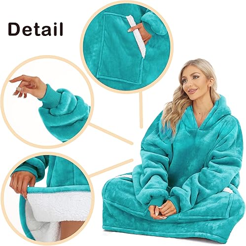 Miniatura 2 de Kipswiza Manta de gran tamaño, suave y cálida, de forro polar, sudadera con capucha grande y gruesa para adultos, mujeres y hombres, Largo